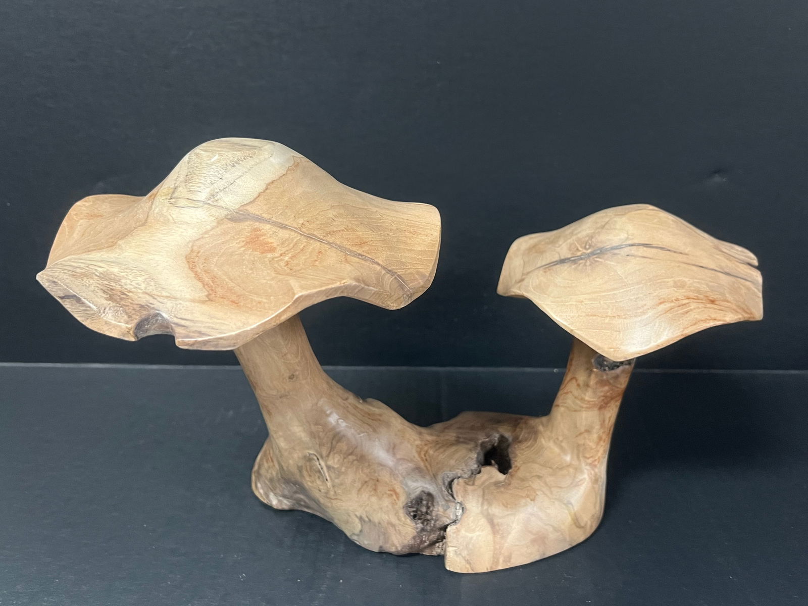 CarvedW ood Mushroom Sculpture - 3