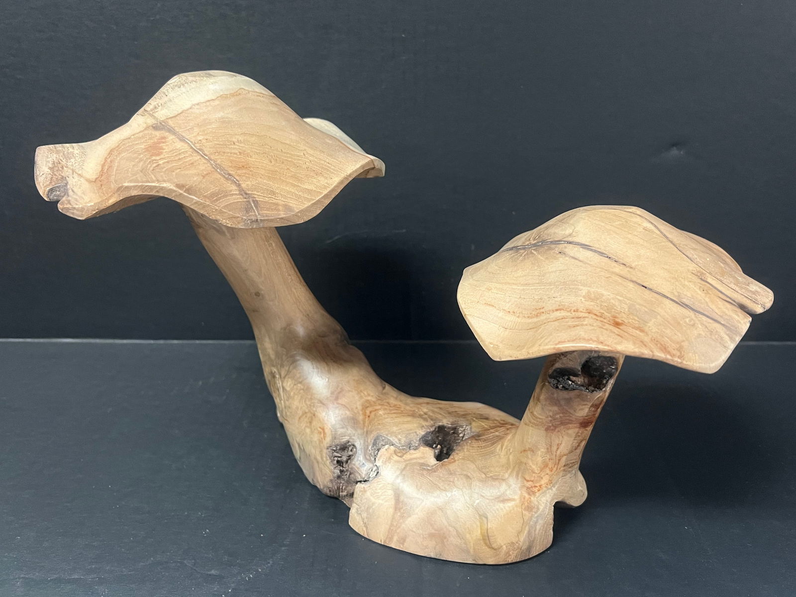 CarvedW ood Mushroom Sculpture - 4