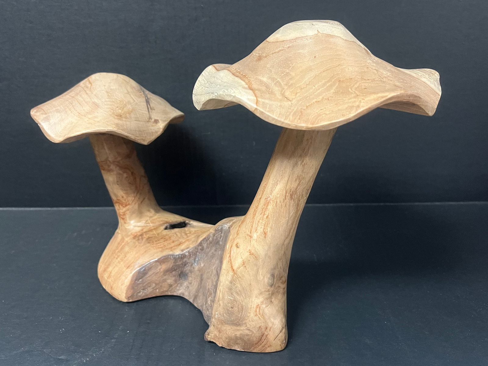 CarvedW ood Mushroom Sculpture - 7