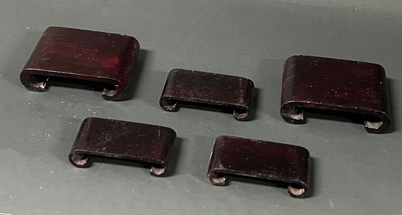 Chinese Art Snuff Bottle Wooden Base Set of 7 - 2