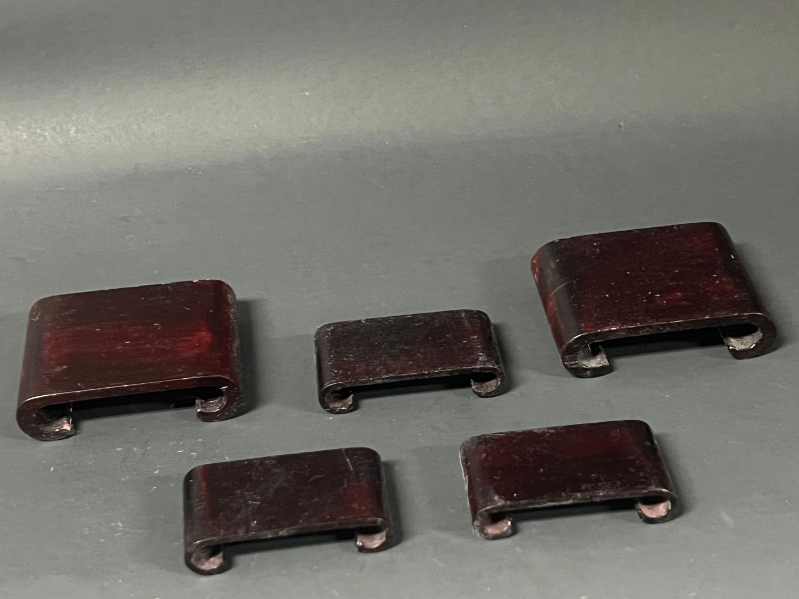 Chinese Art Snuff Bottle Wooden Base Set of 7 - 3