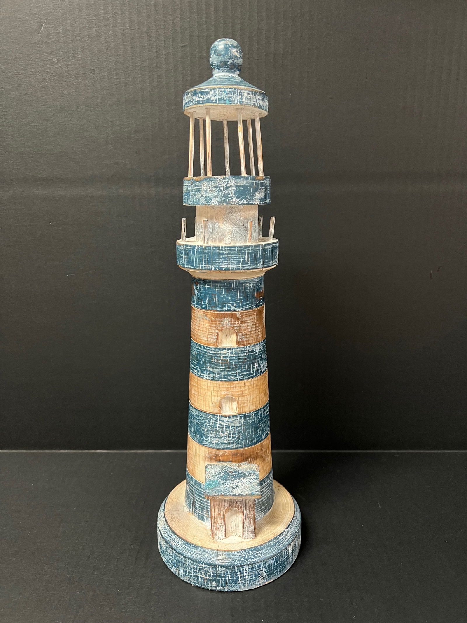 Carved Wood Painted Light House Sculpture (1 of 5)