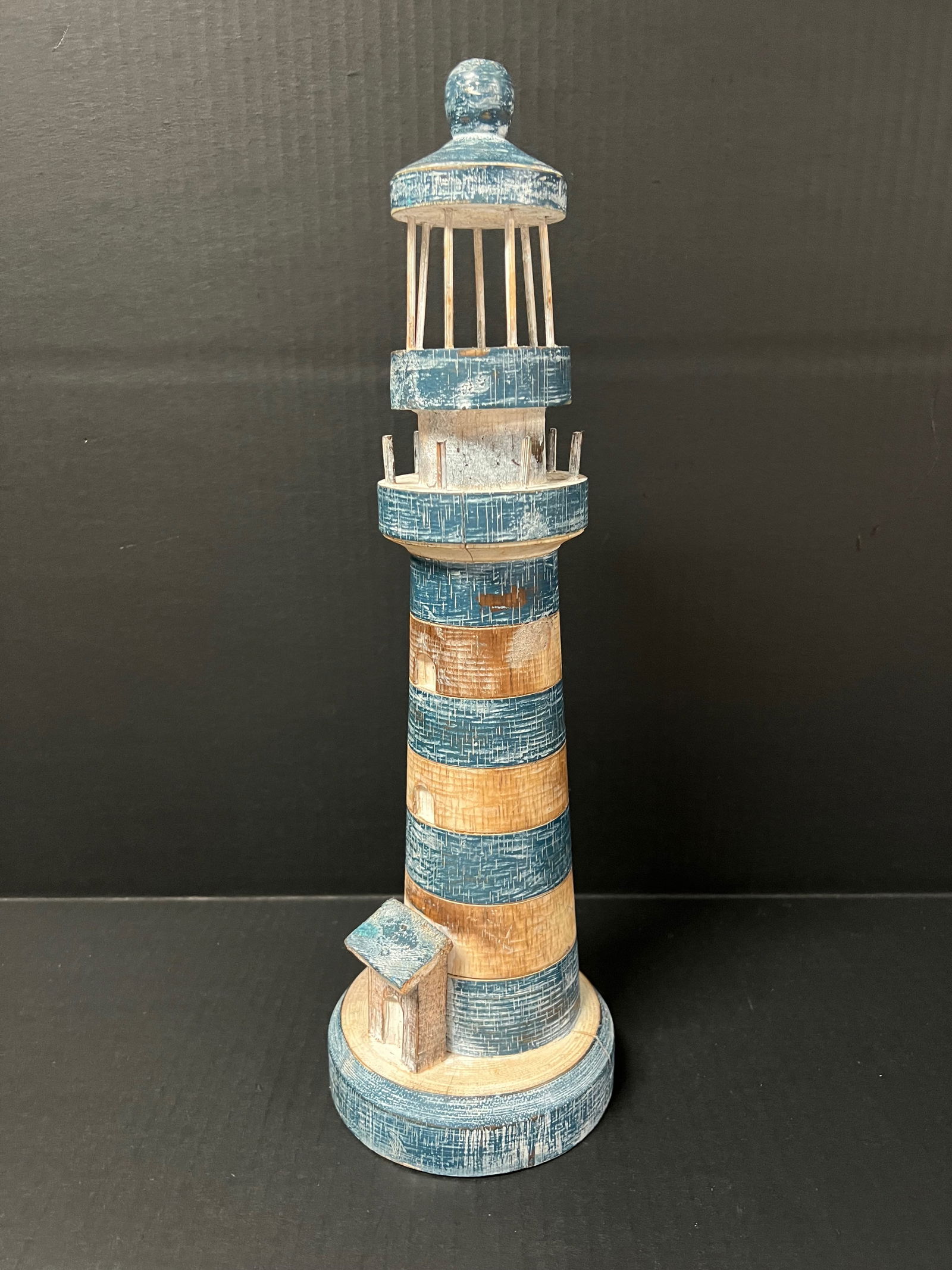 Carved Wood Painted Light House Sculpture - 4