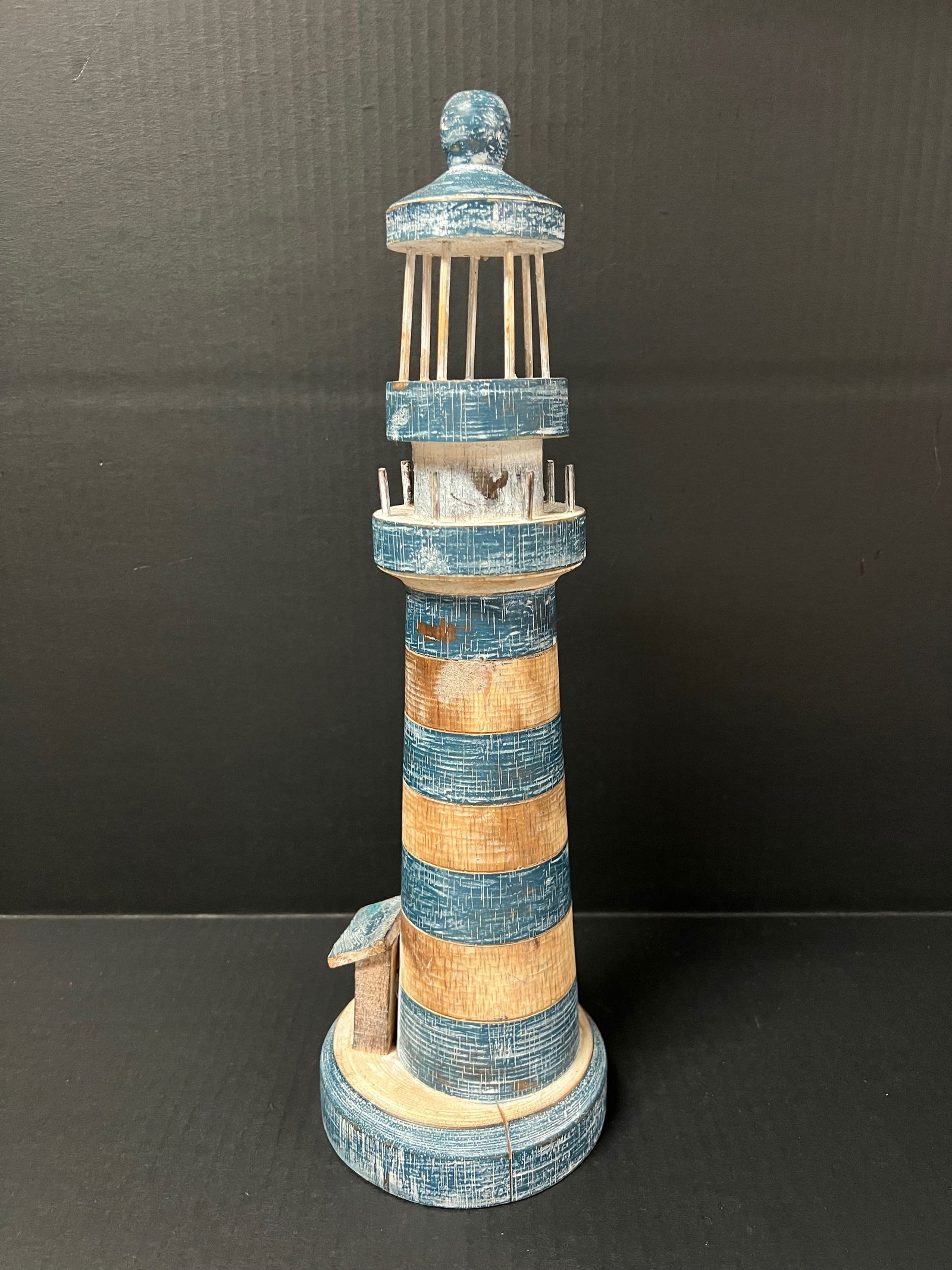 Carved Wood Painted Light House Sculpture - 5