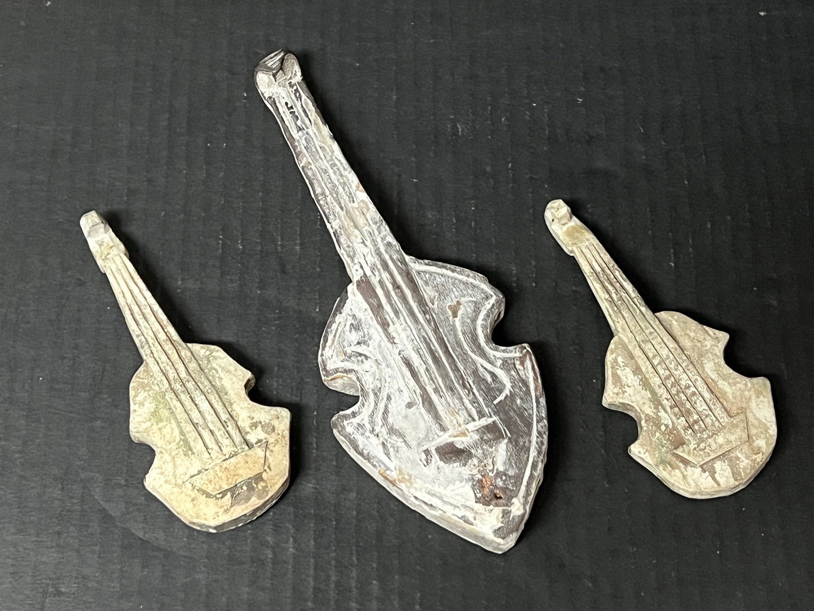 Carved Wood Miniature Instrument Set of 3 - 2