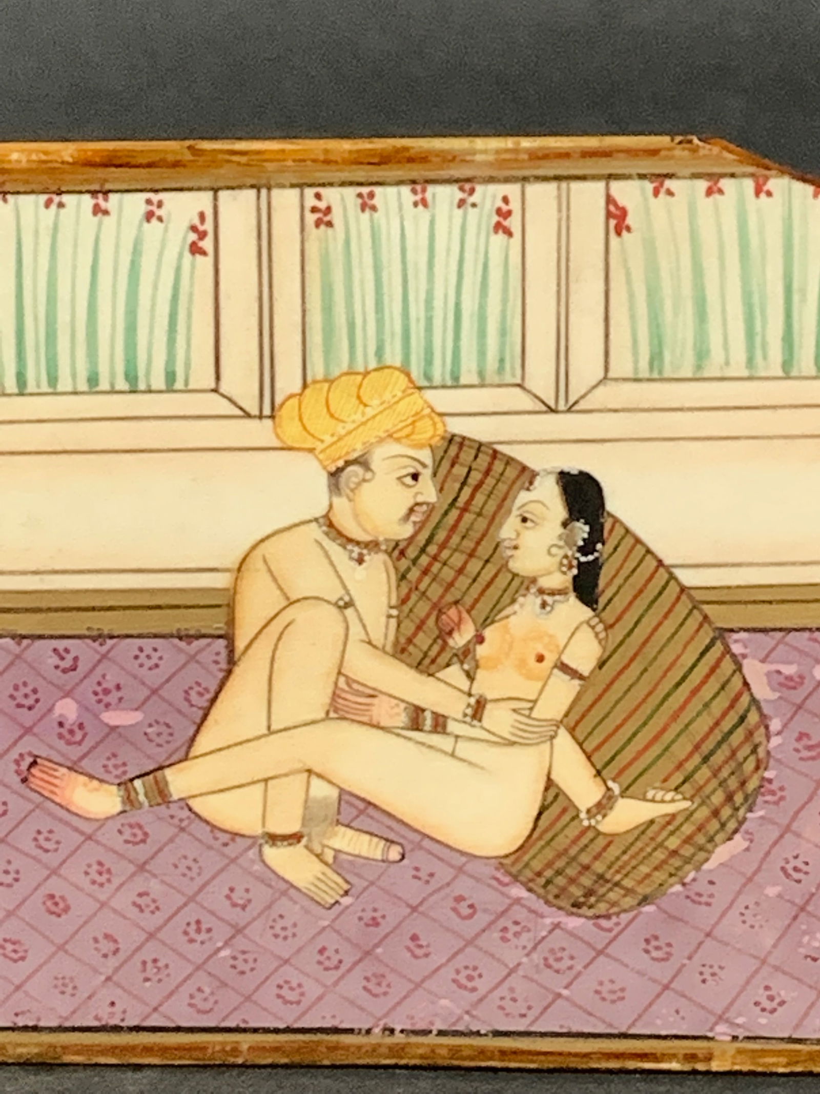 Indian Kuma Sutra Erotica Drawing on Bone - 2