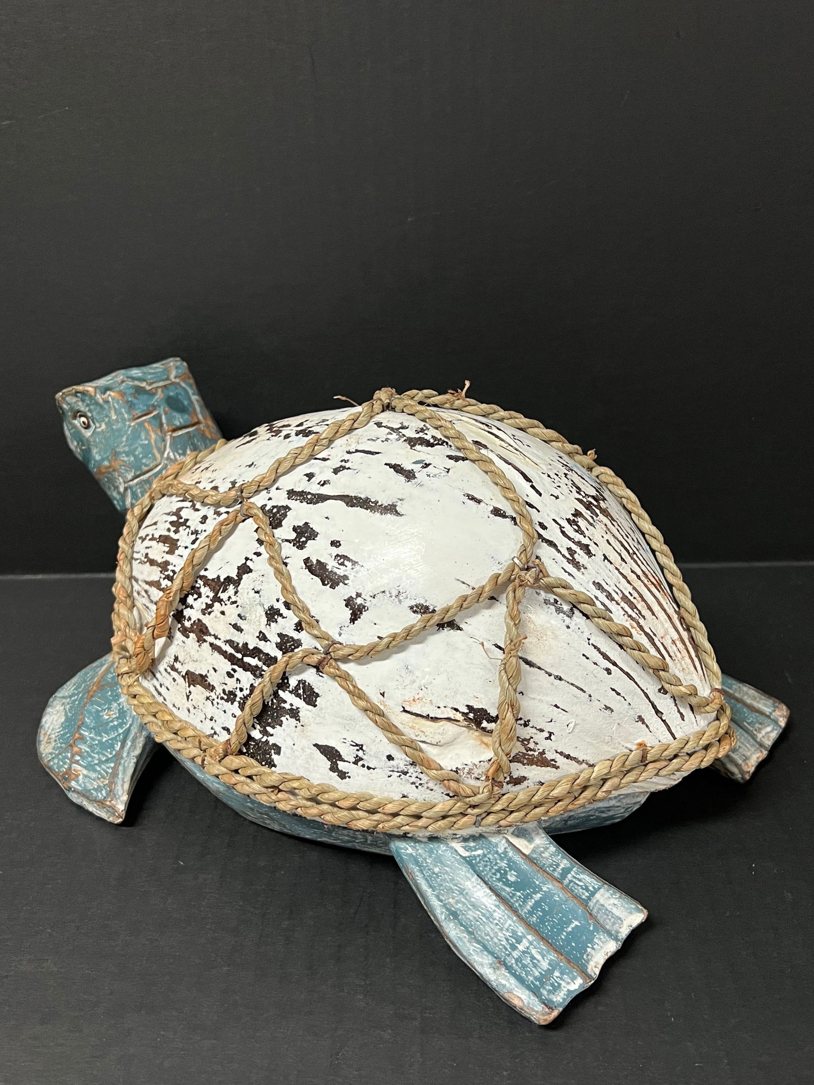 Carved Wood Painted Turtle Sculpture - 6