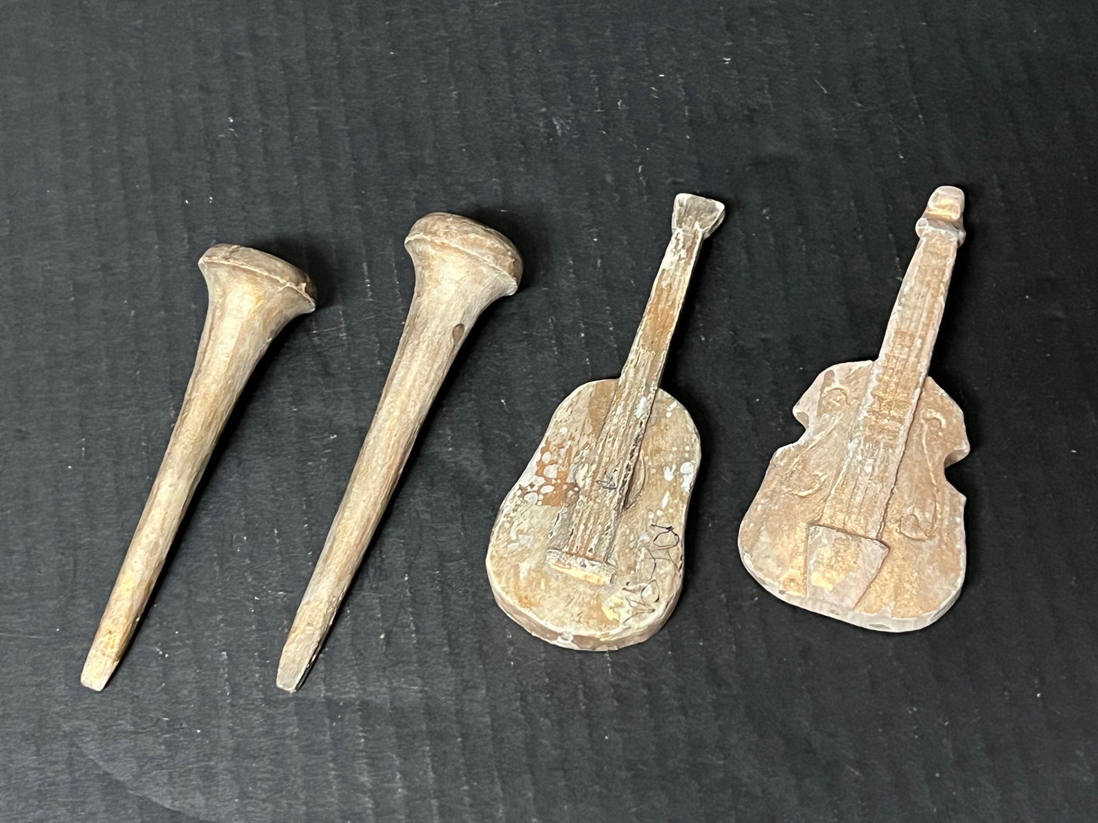 Carved Wood Miniature Instrument Set of 4 - 3