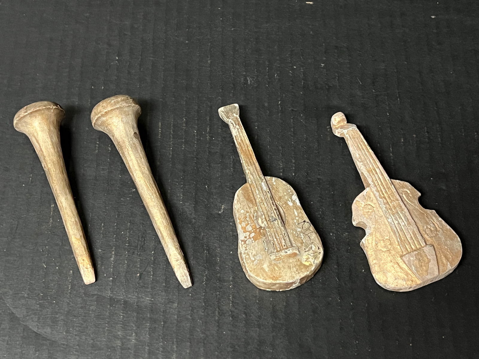 Carved Wood Miniature Instrument Set of 4 - 4