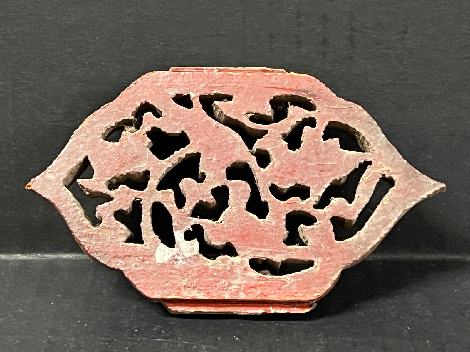 Carved Wood Miniature Bird and Flower Plaque - 5