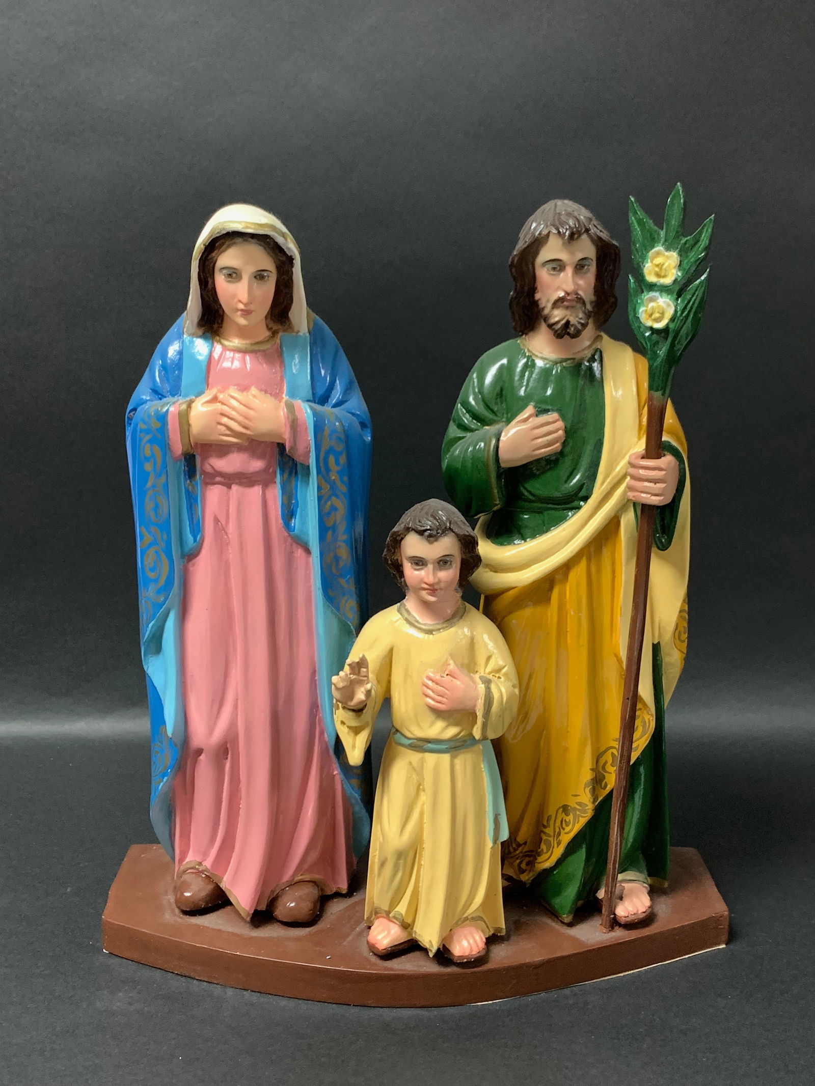 Carved Wood Religious Art Holy Family Sculpture - 2