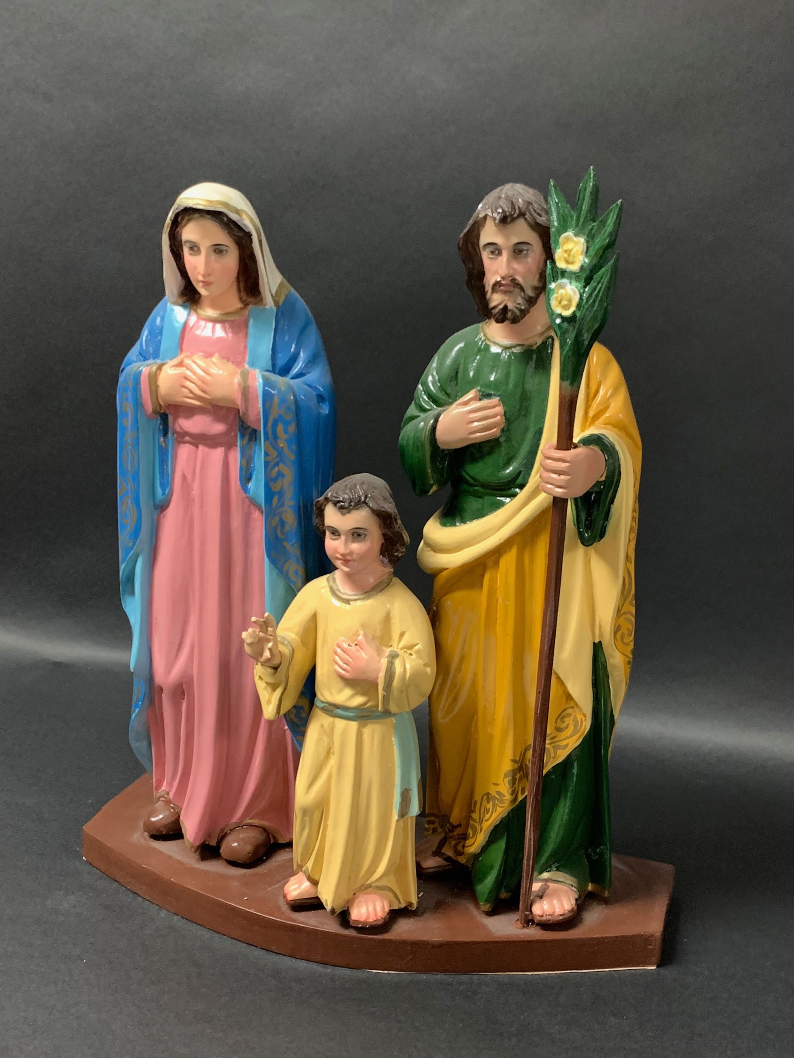 Carved Wood Religious Art Holy Family Sculpture - 3