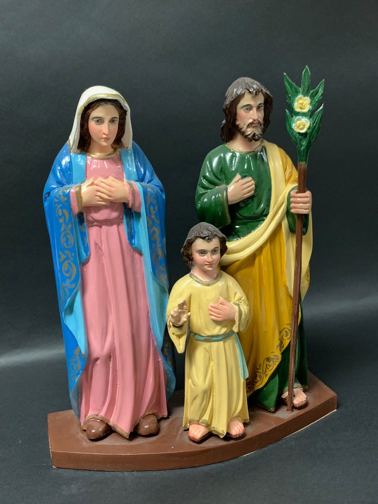 Carved Wood Religious Art Holy Family Sculpture - 4