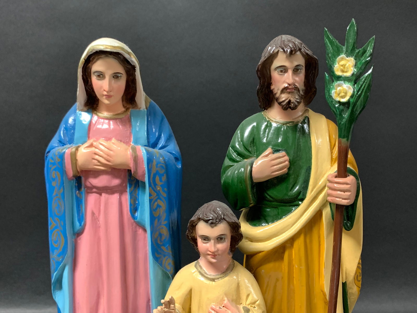 Carved Wood Religious Art Holy Family Sculpture - 5
