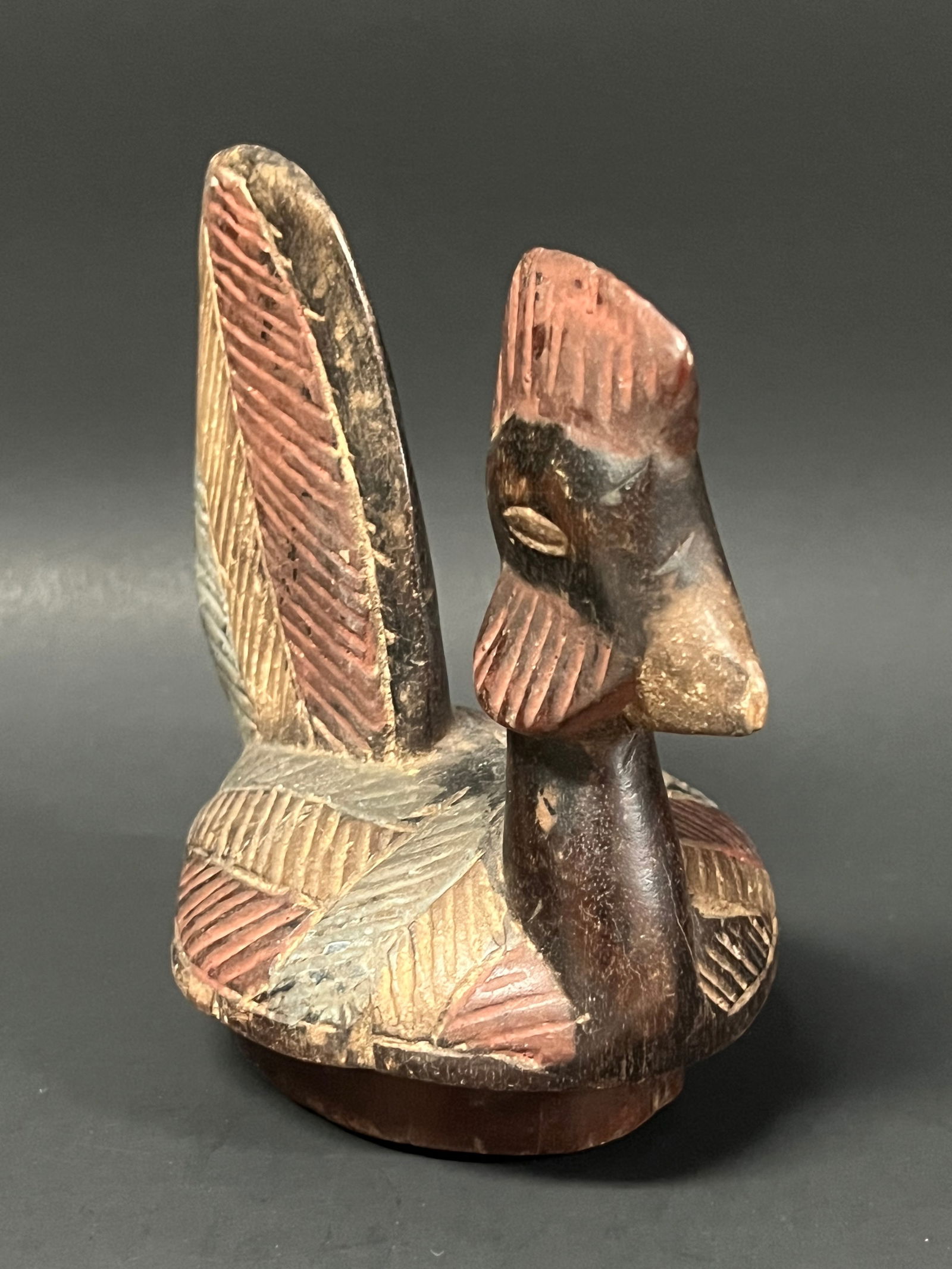Carved Wood Tribal Bird Sculpture - 5
