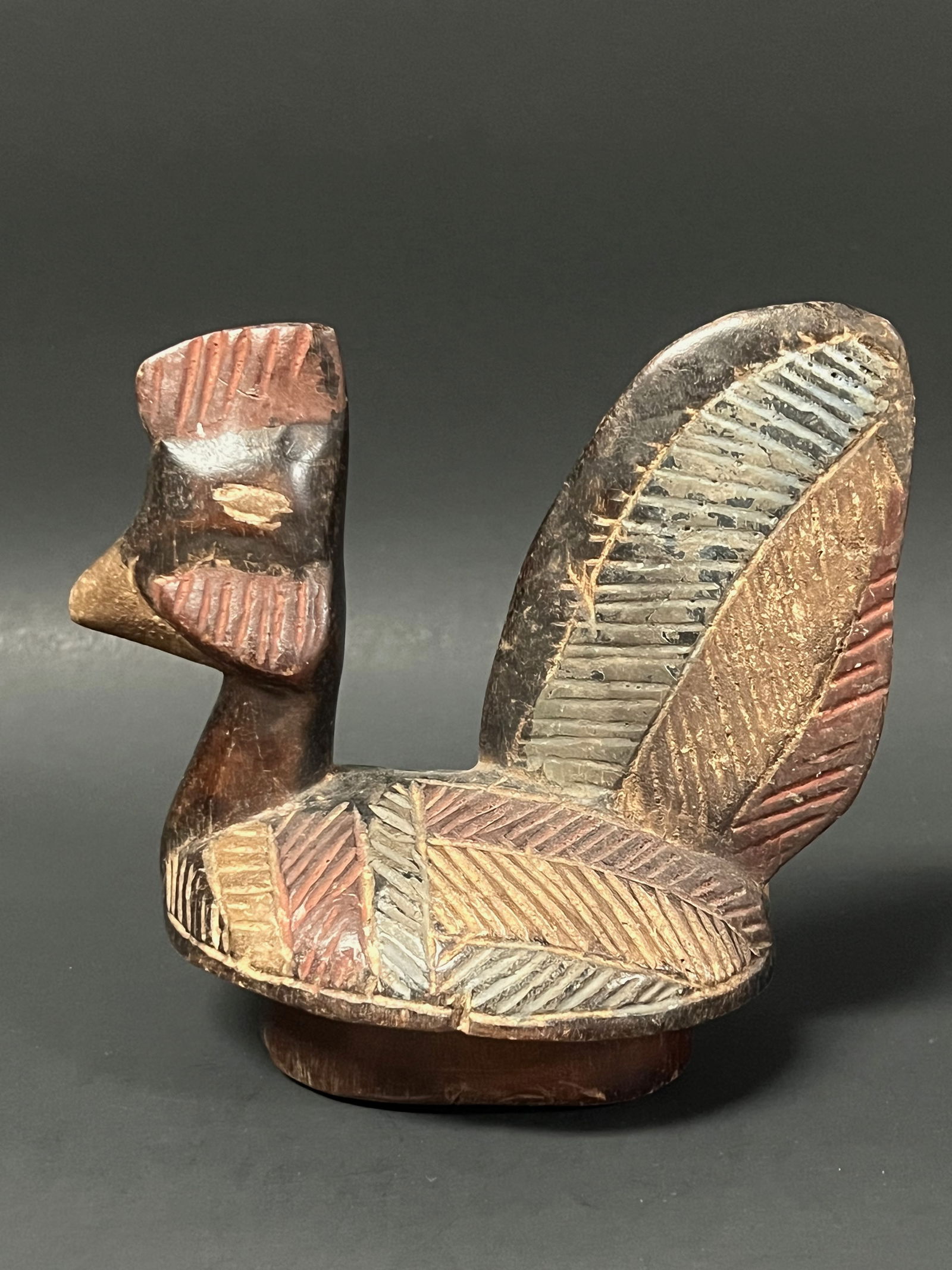 Carved Wood Tribal Bird Sculpture - 6