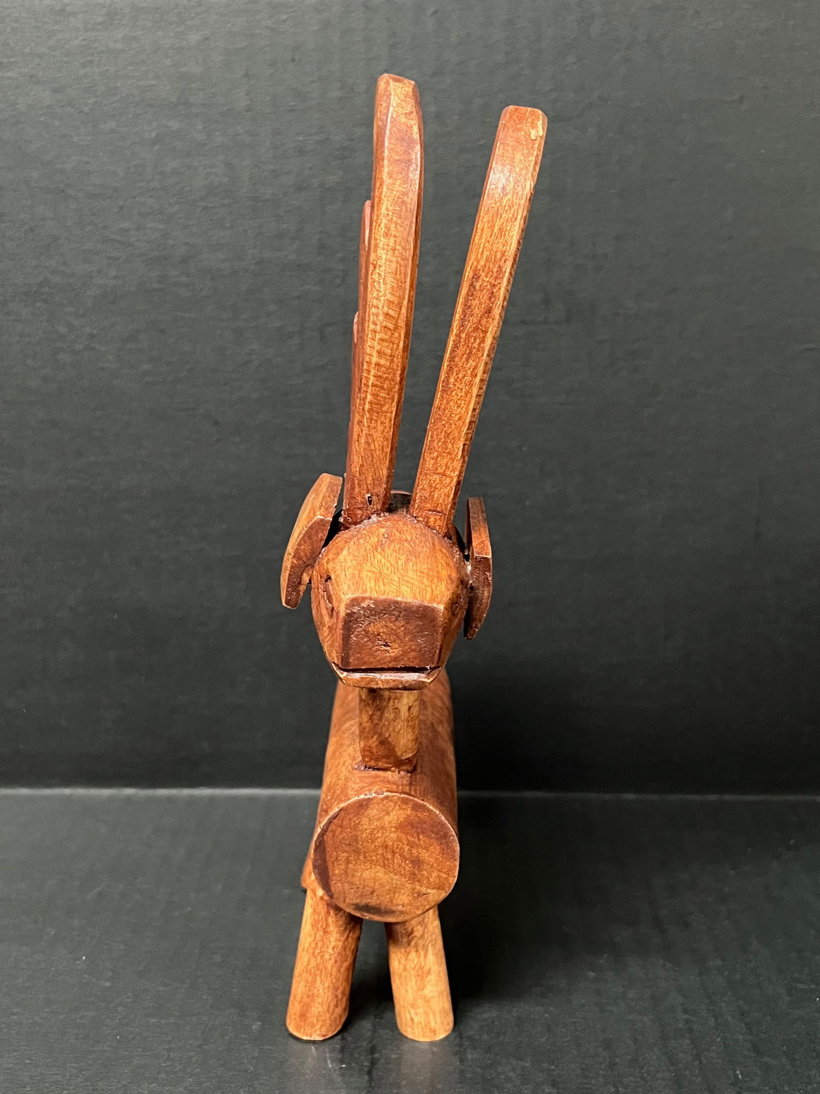 Carved Wood Standing Deer Sculpture - 6