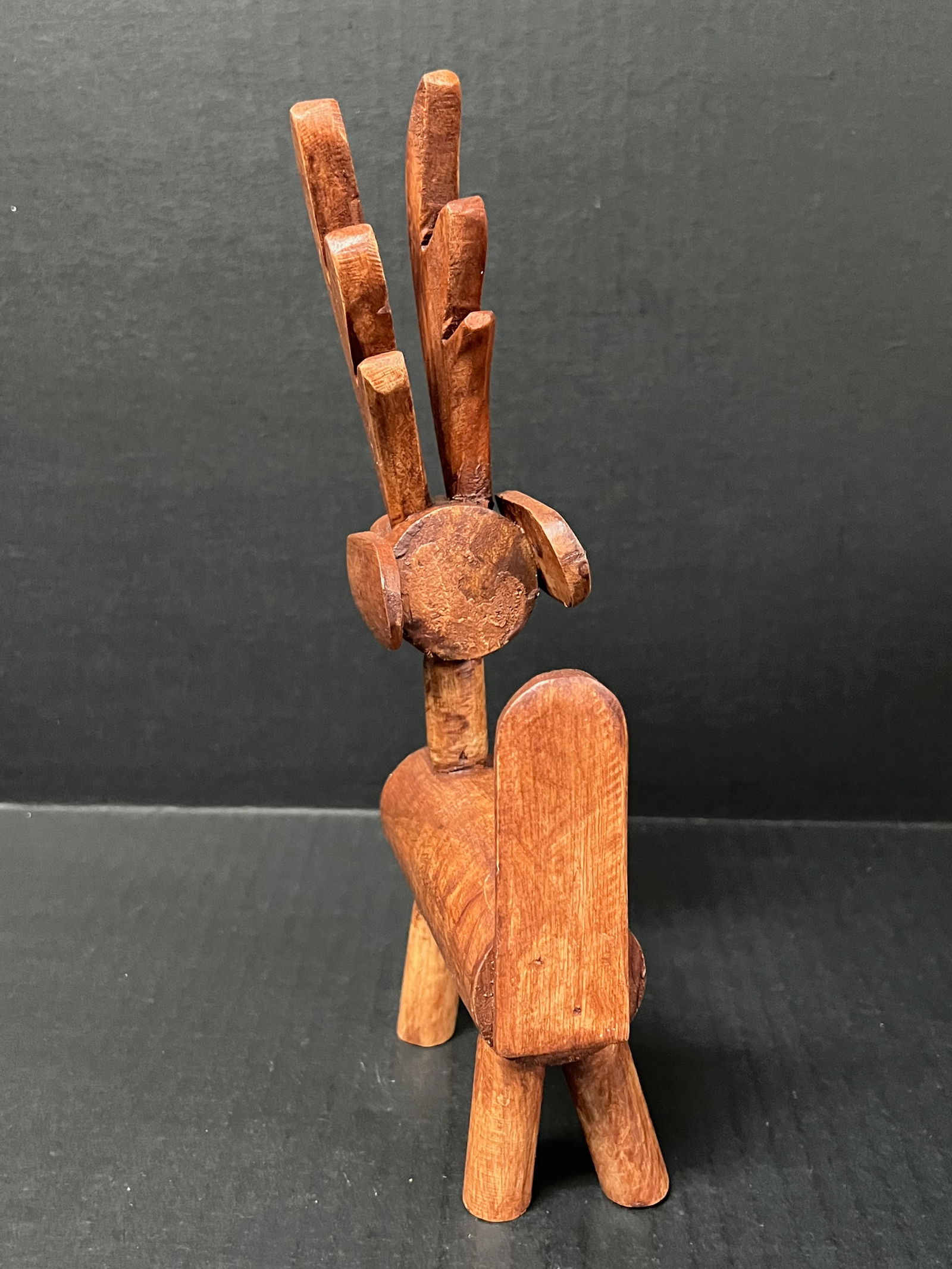 Carved Wood Standing Deer Sculpture - 8