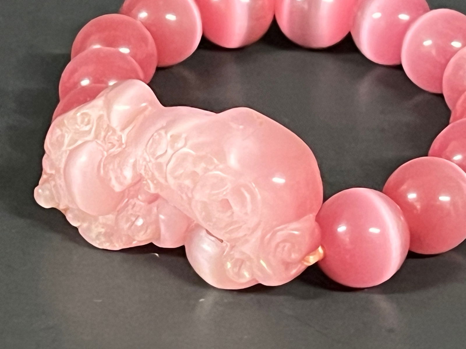 Vintage Carved Pink Beads Bracelet - 3
