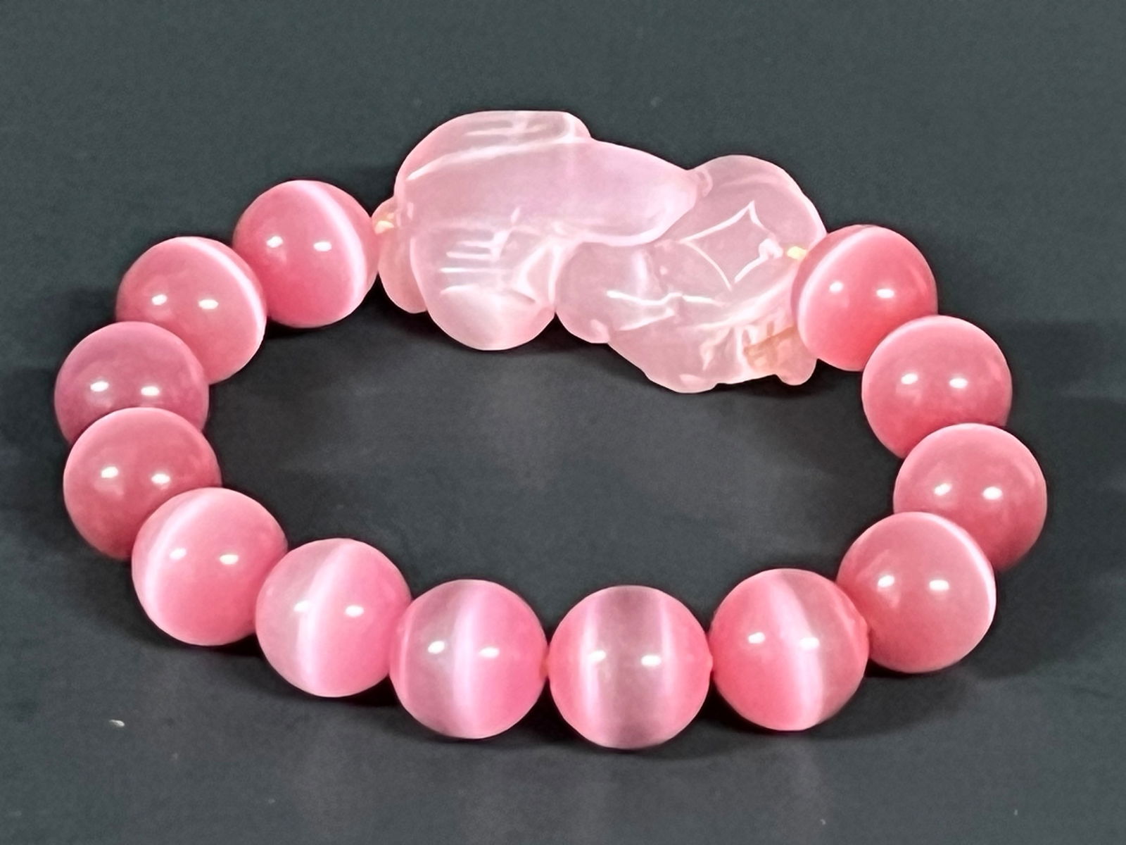 Vintage Carved Pink Beads Bracelet - 5