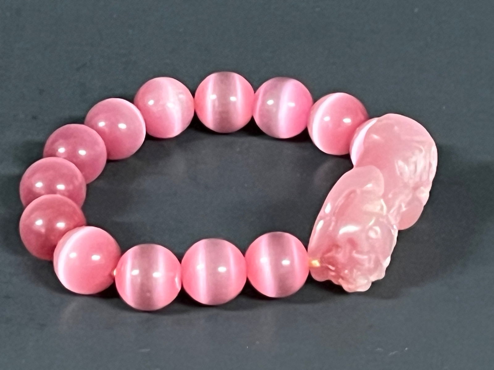 Vintage Carved Pink Beads Bracelet - 6