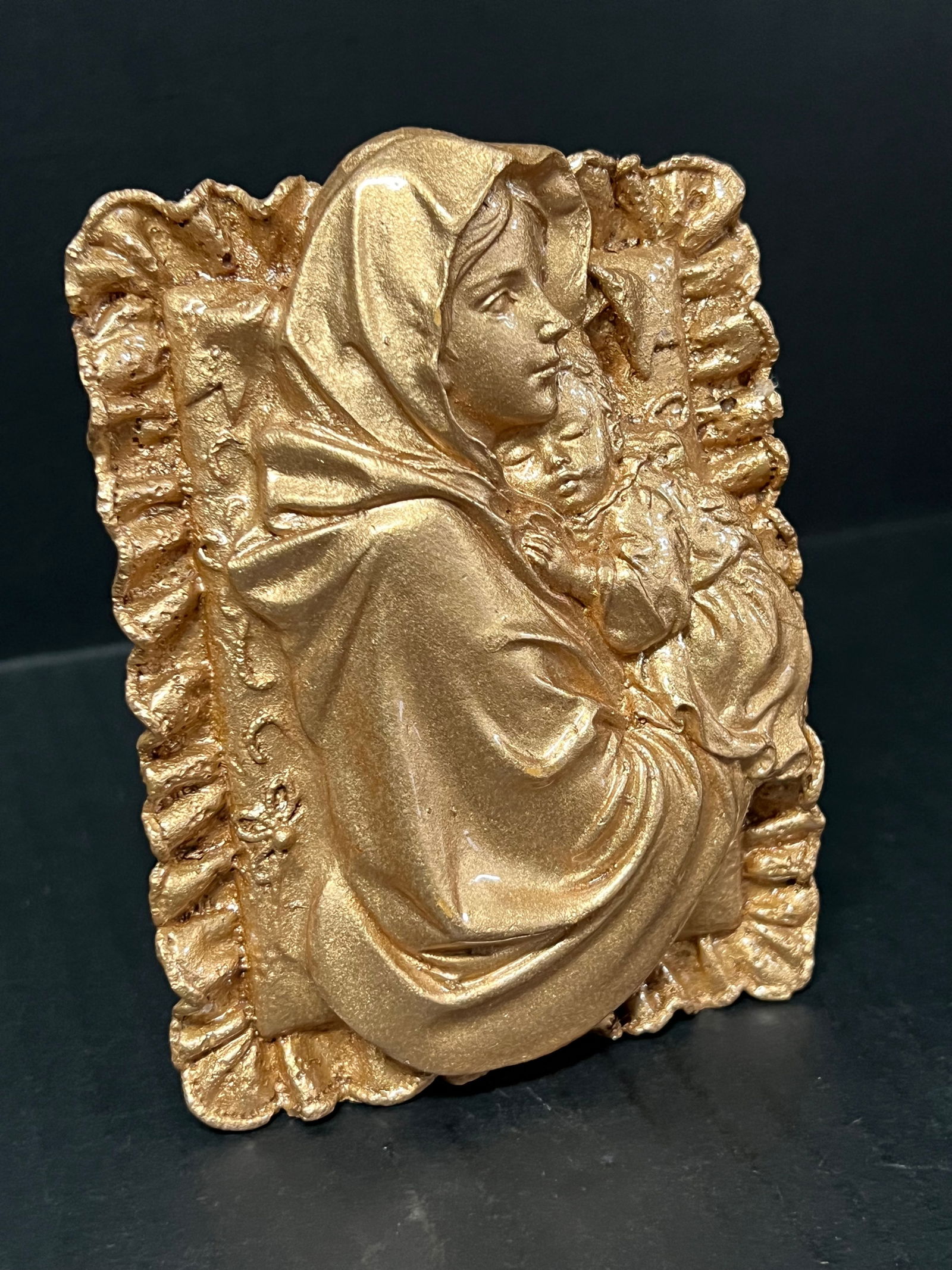 Volcanic Ash Fall Gold Painted Religious Icon - 2