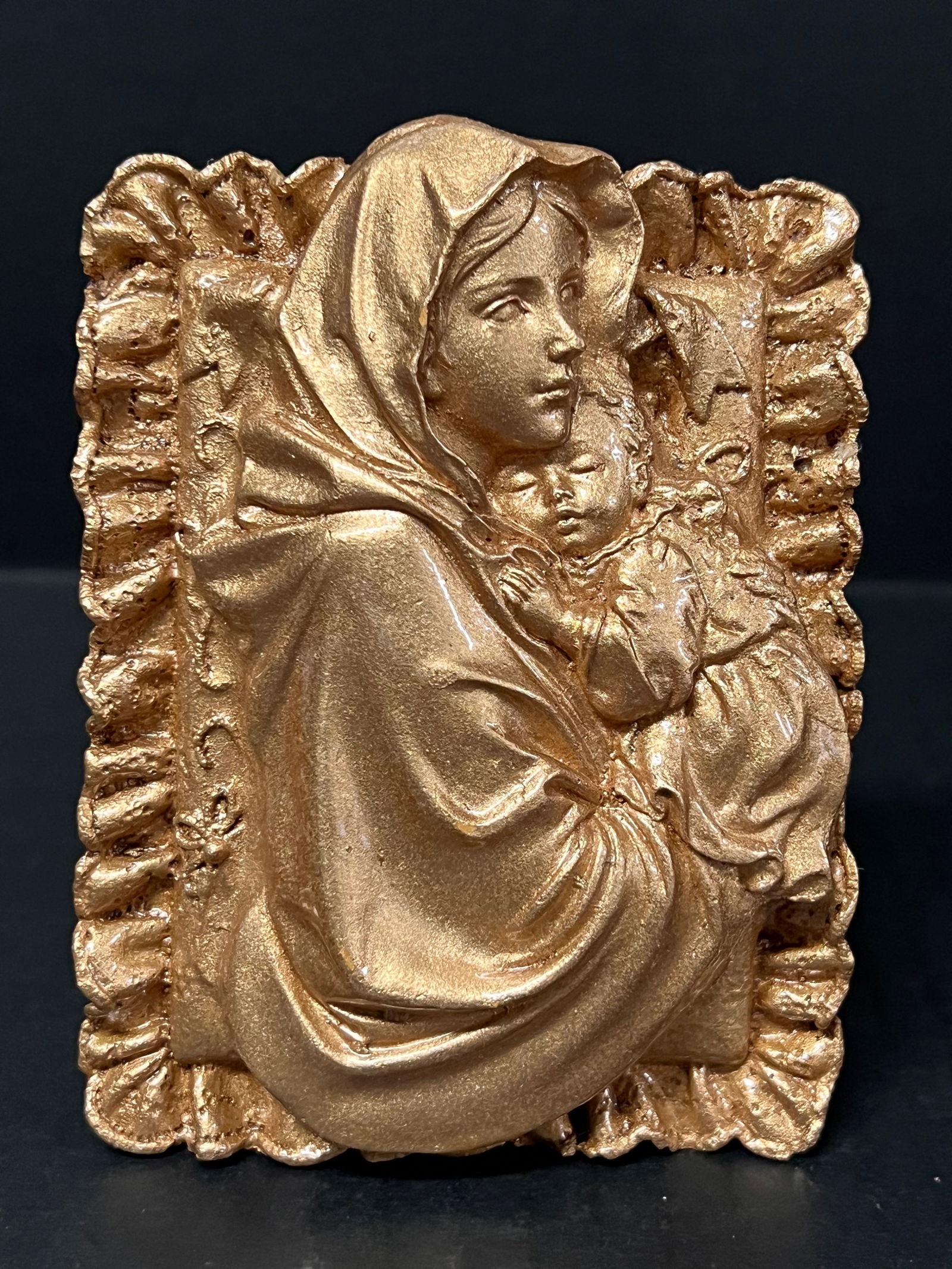 Volcanic Ash Fall Gold Painted Religious Icon - 4