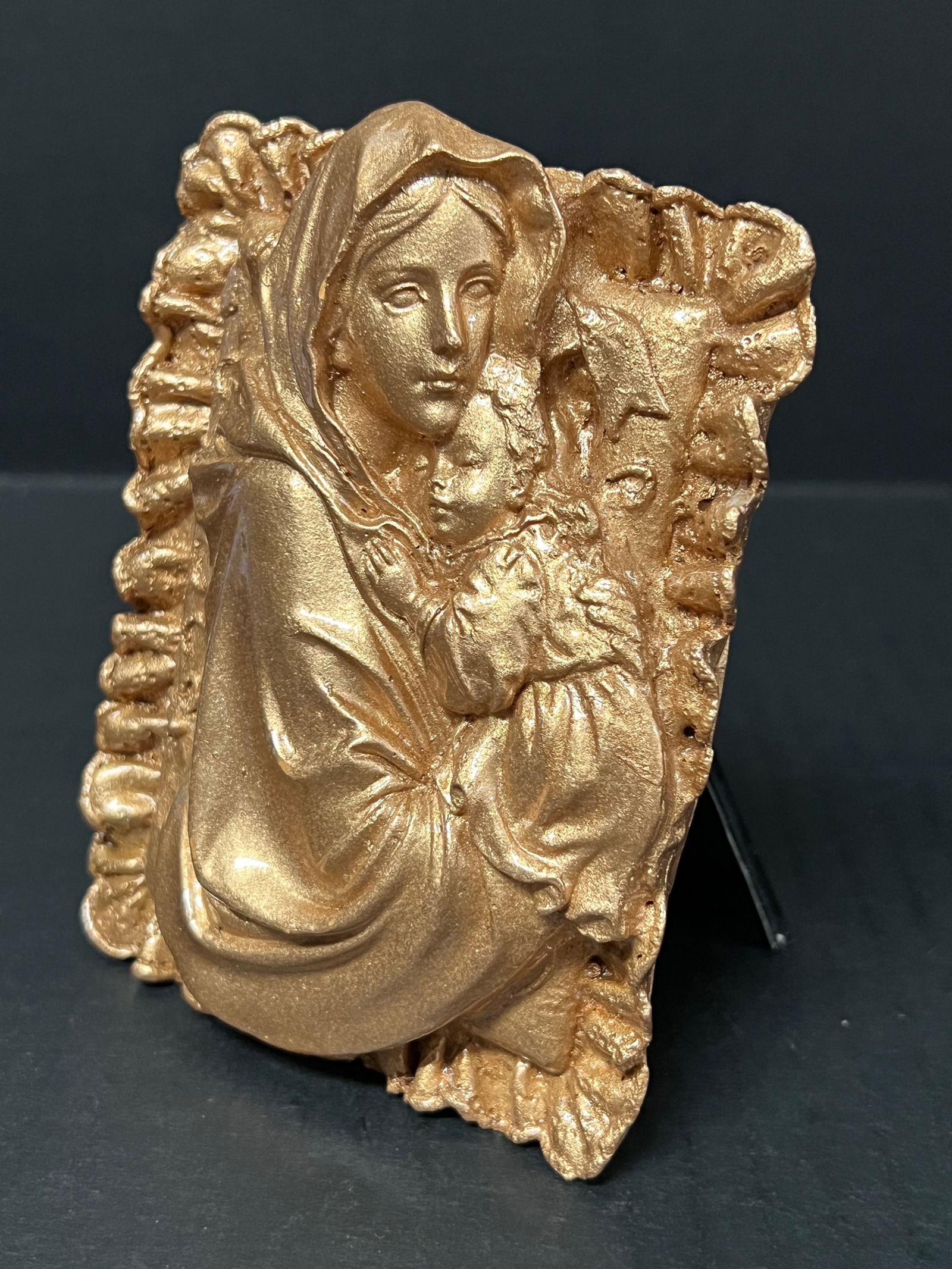 Volcanic Ash Fall Gold Painted Religious Icon - 7