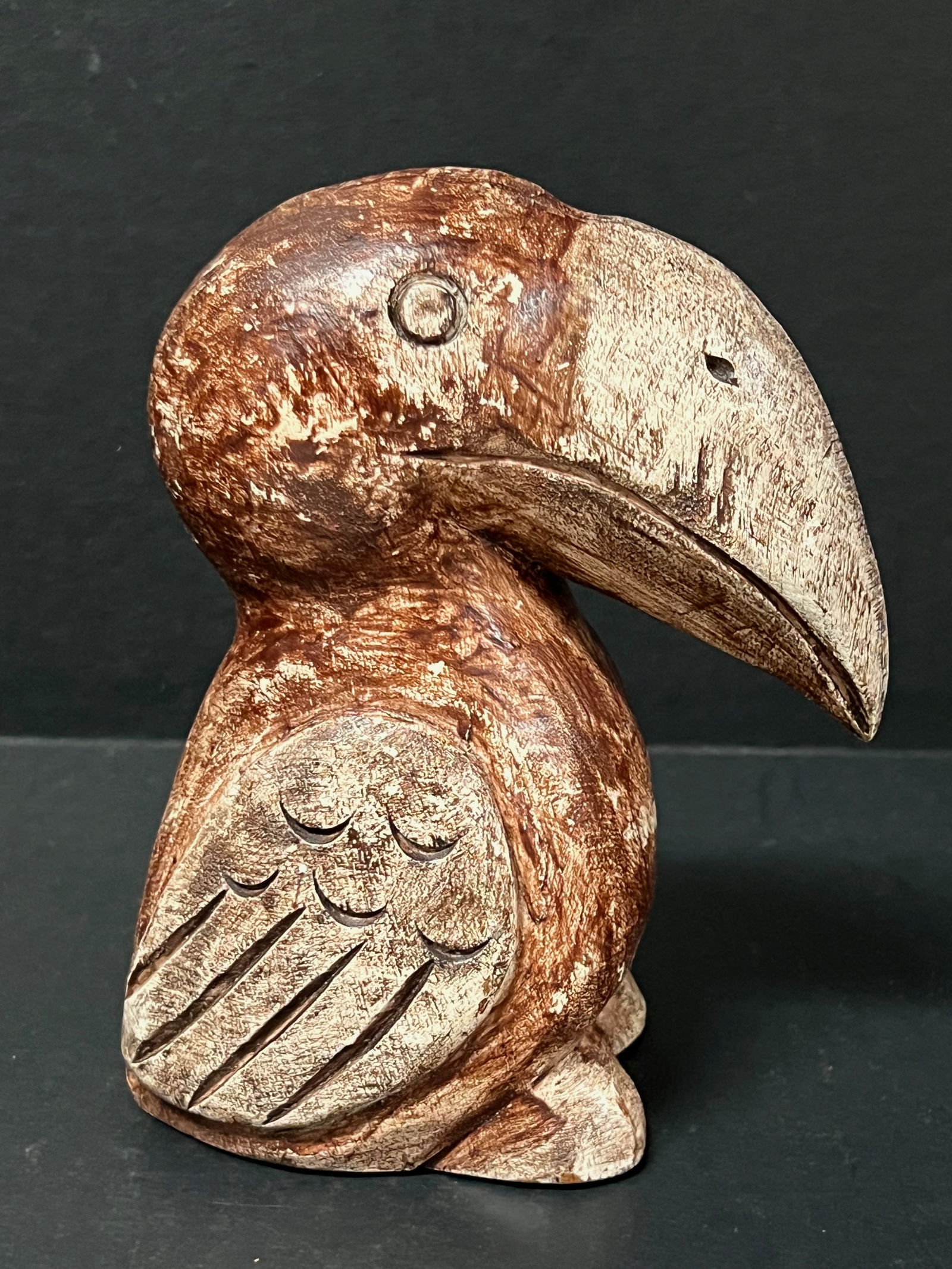 Carved Wood Parrot Sculpture - 2