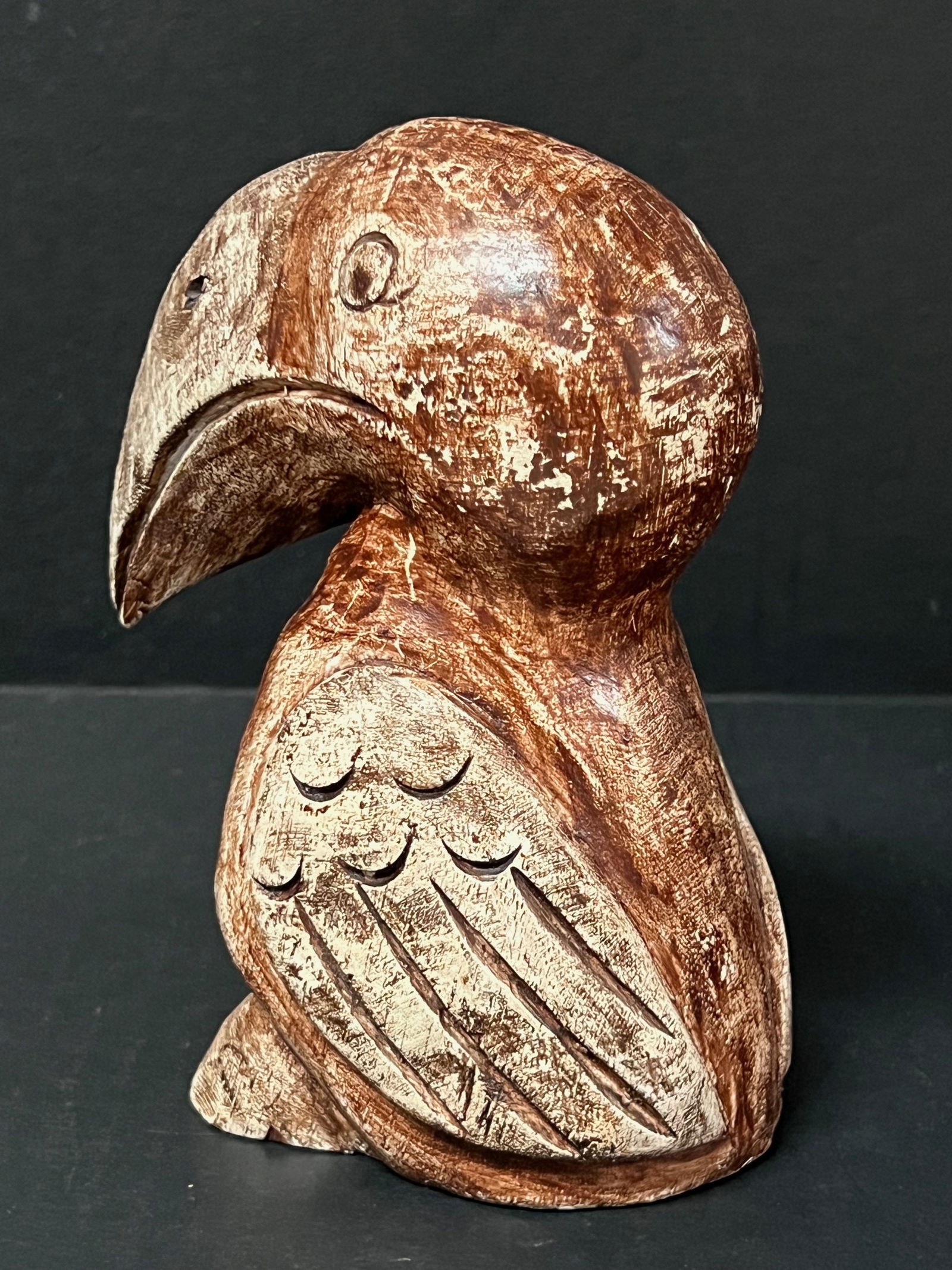 Carved Wood Parrot Sculpture - 5