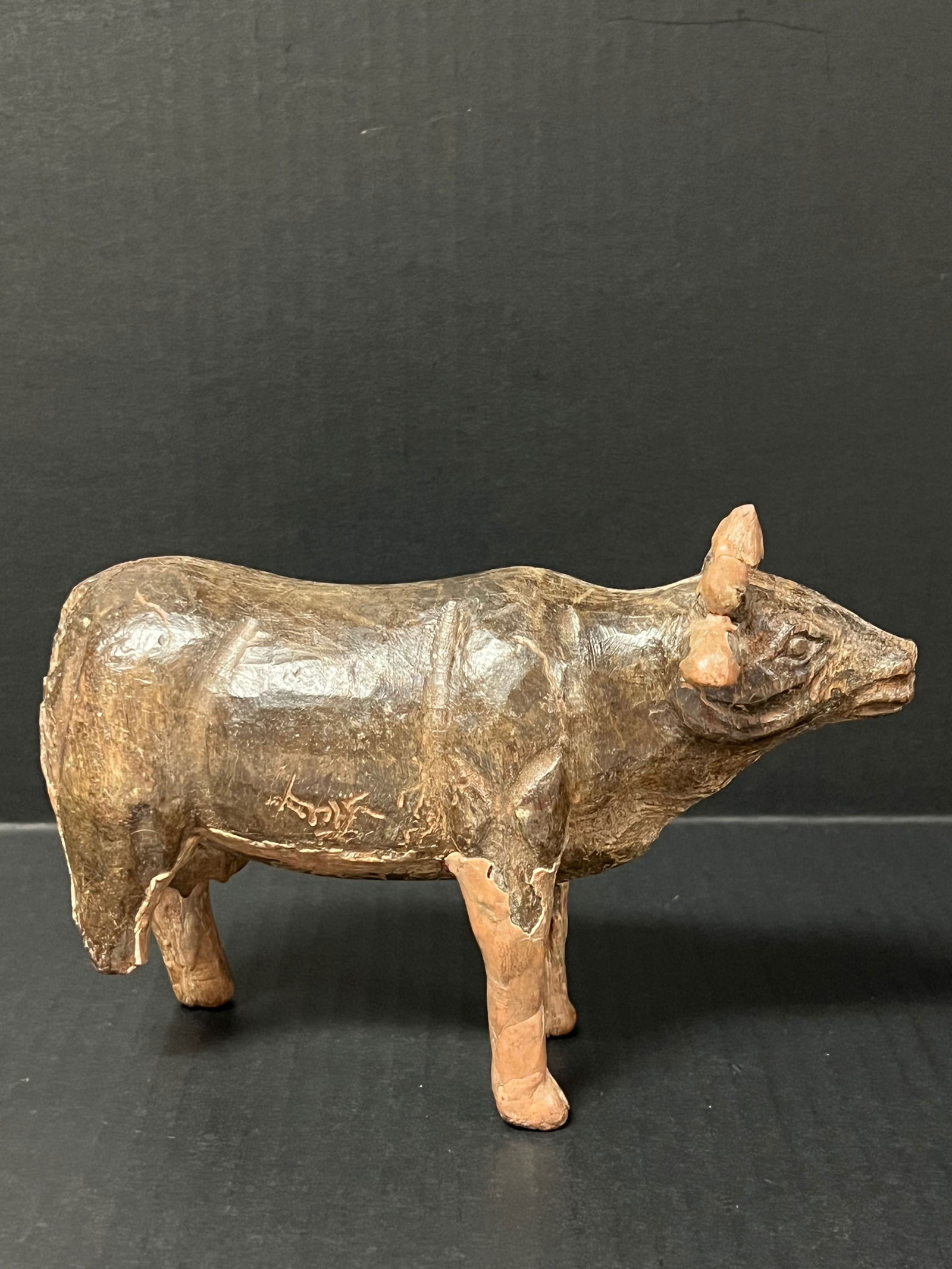Carved Wood Cow Sculpture (1 of 5)
