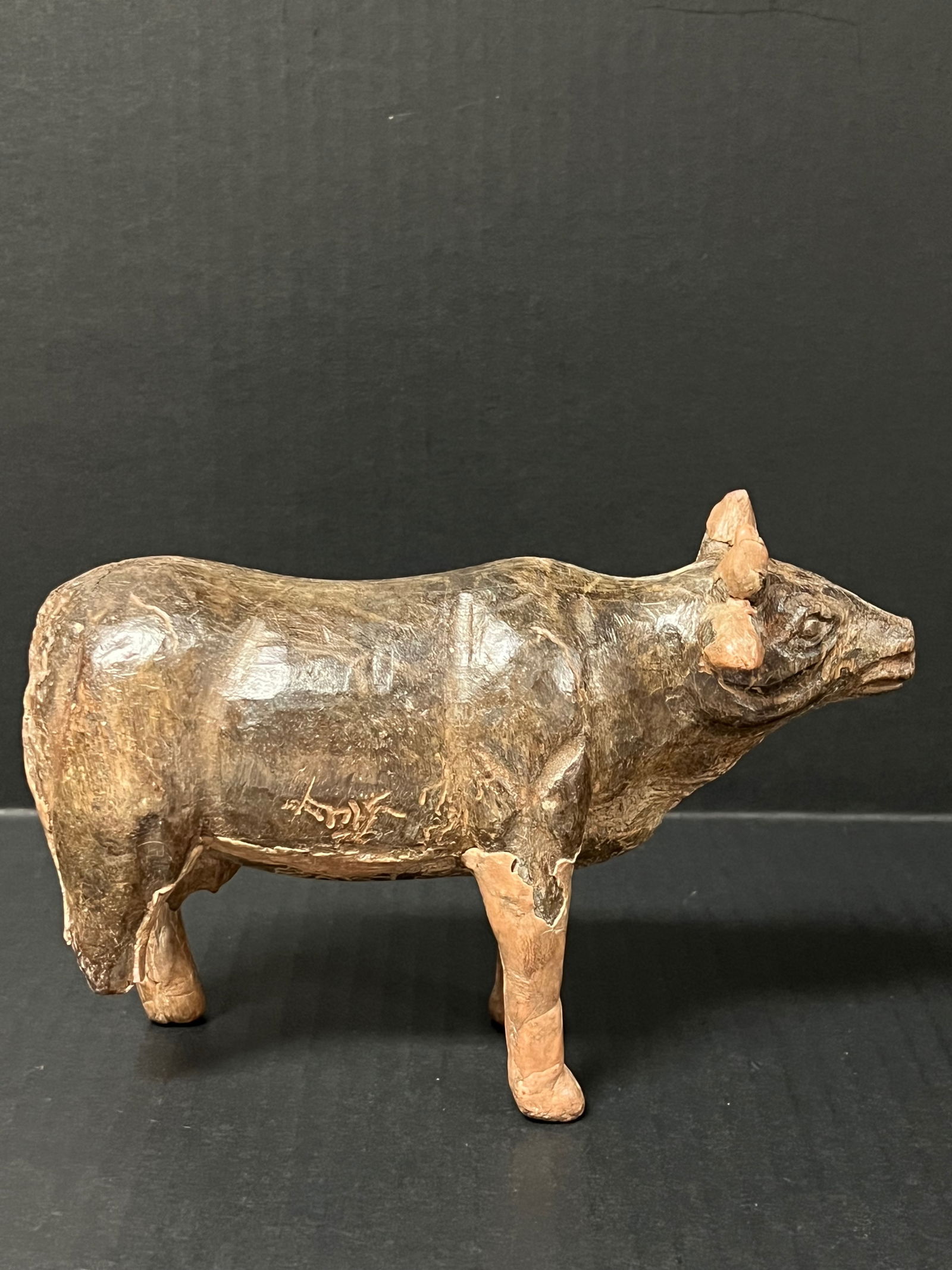 Carved Wood Cow Sculpture - 2