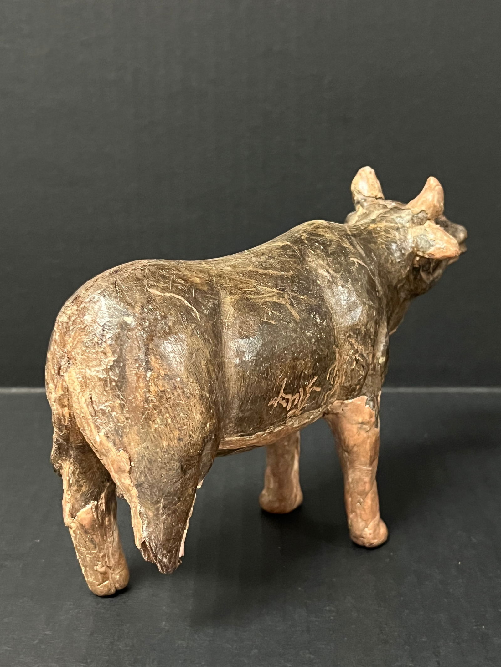 Carved Wood Cow Sculpture - 3