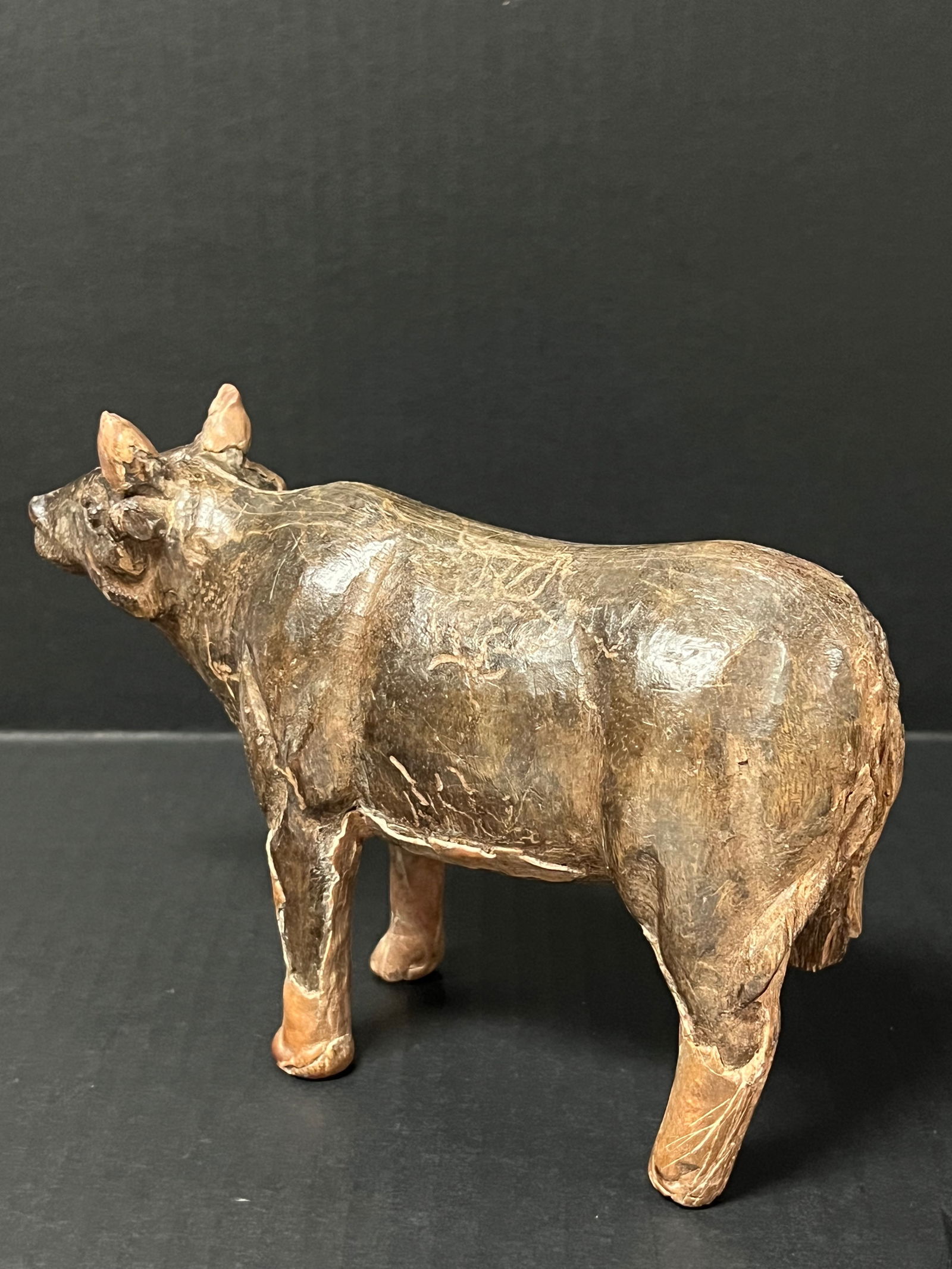 Carved Wood Cow Sculpture - 5
