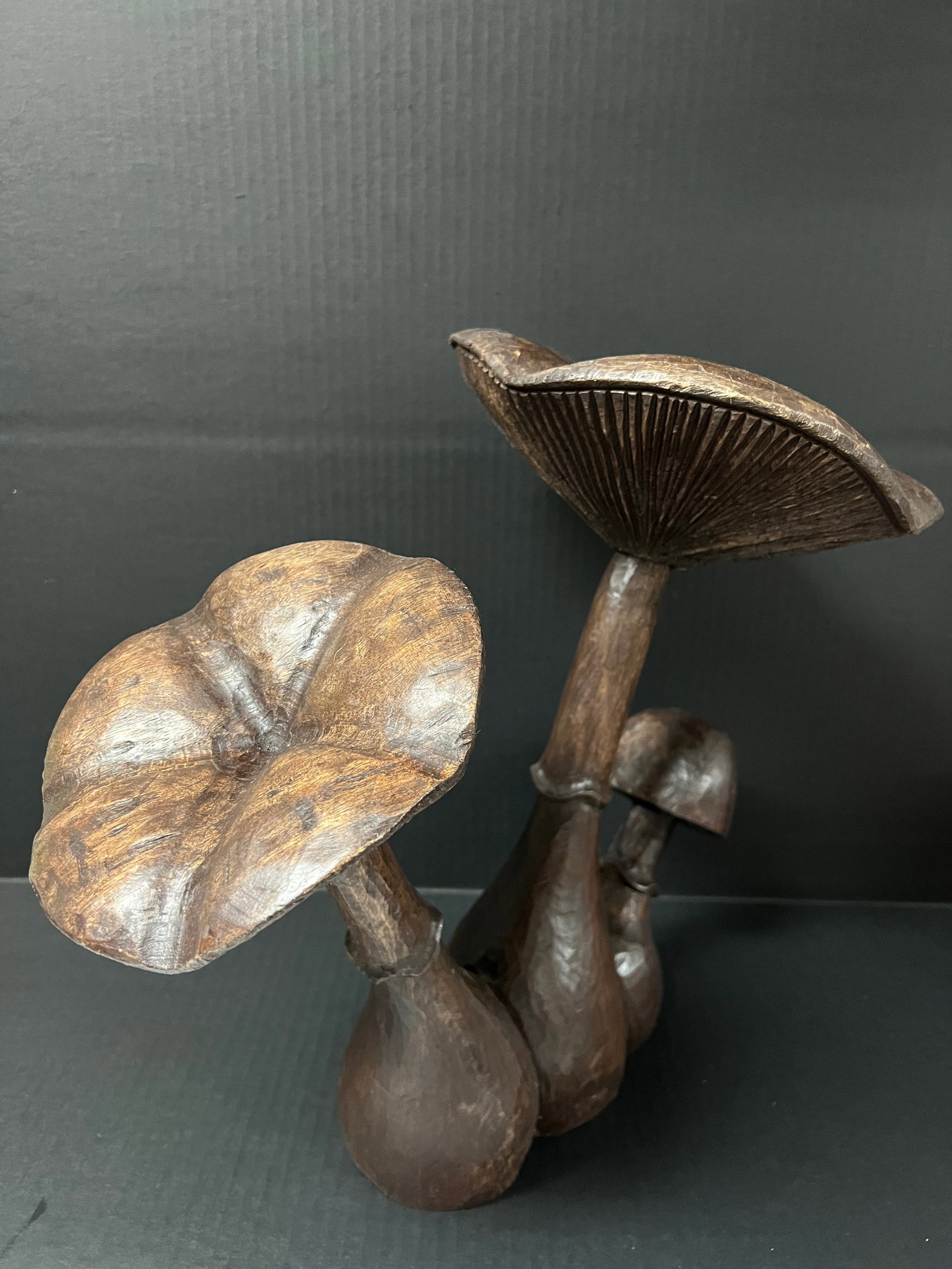 Carved Wood Mushroom Sculpture - 4
