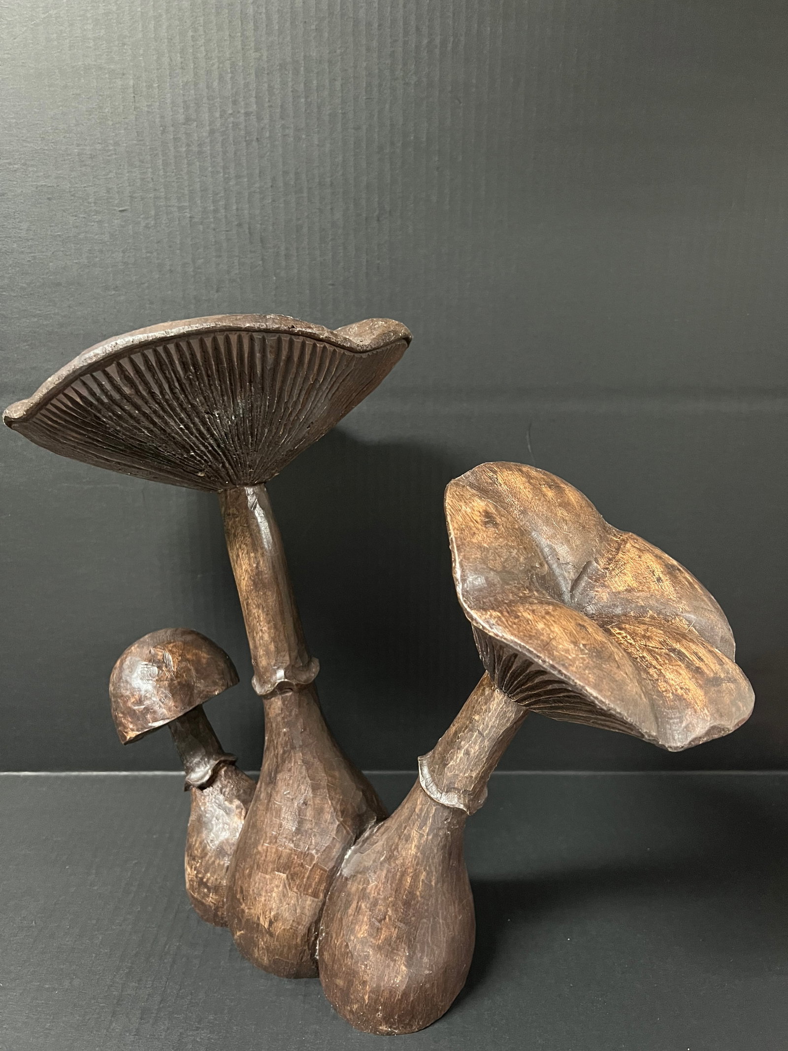 Carved Wood Mushroom Sculpture - 5