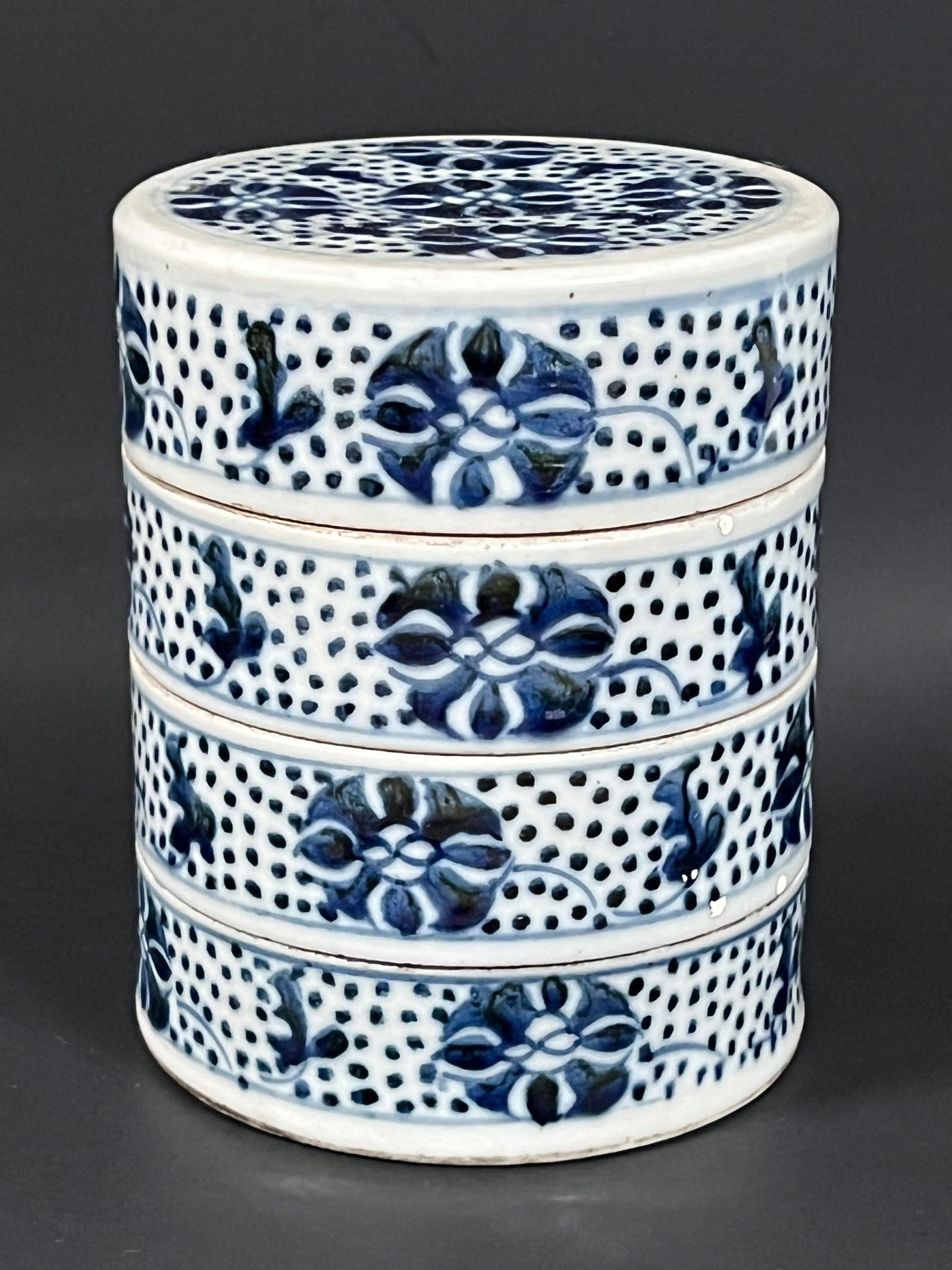 Chinese Porcelain Blue and White Stackable Box - 5