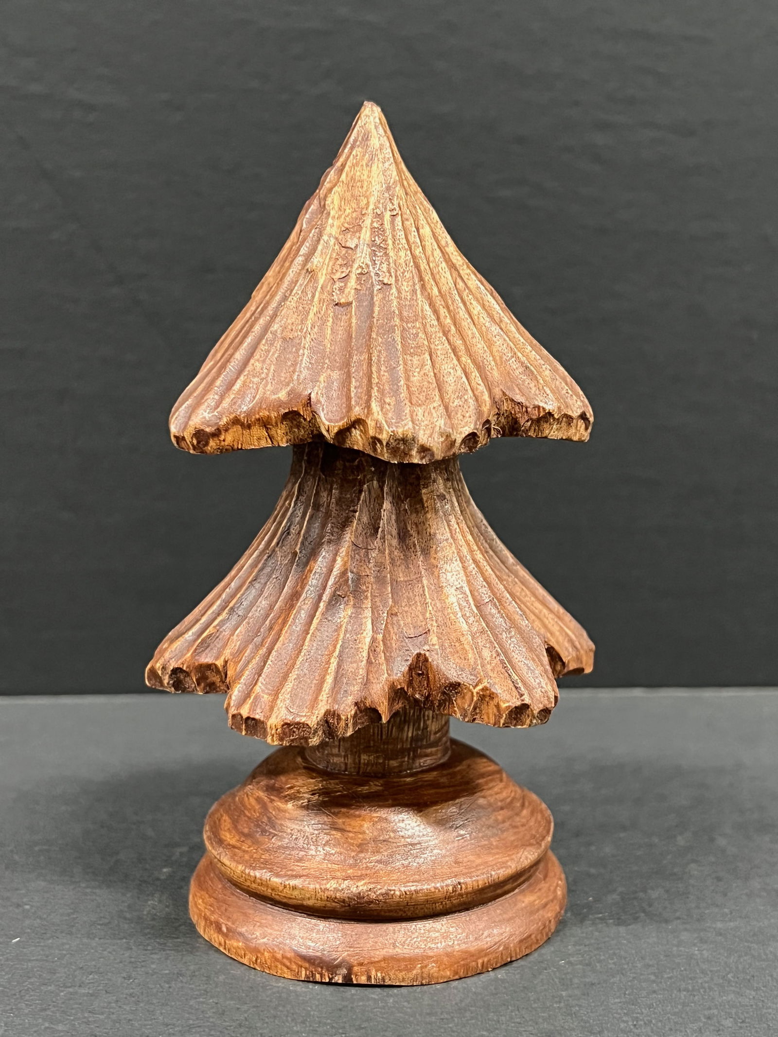 Carved Wood Christmas Tree Sculpture - 2