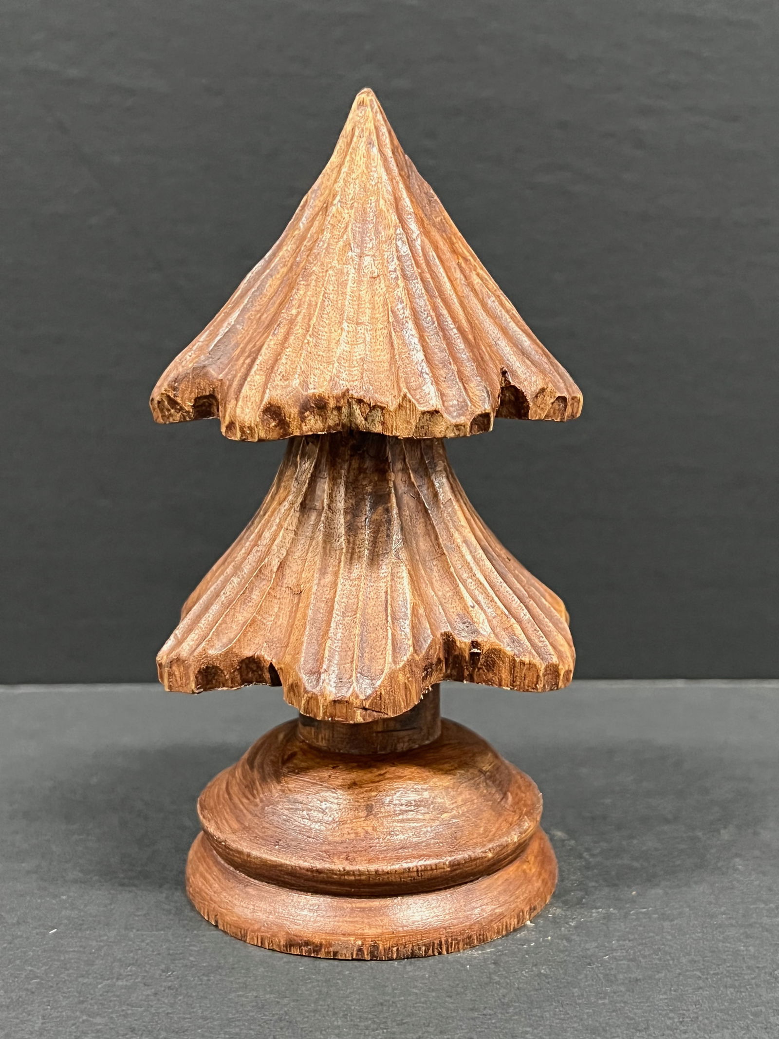 Carved Wood Christmas Tree Sculpture - 3