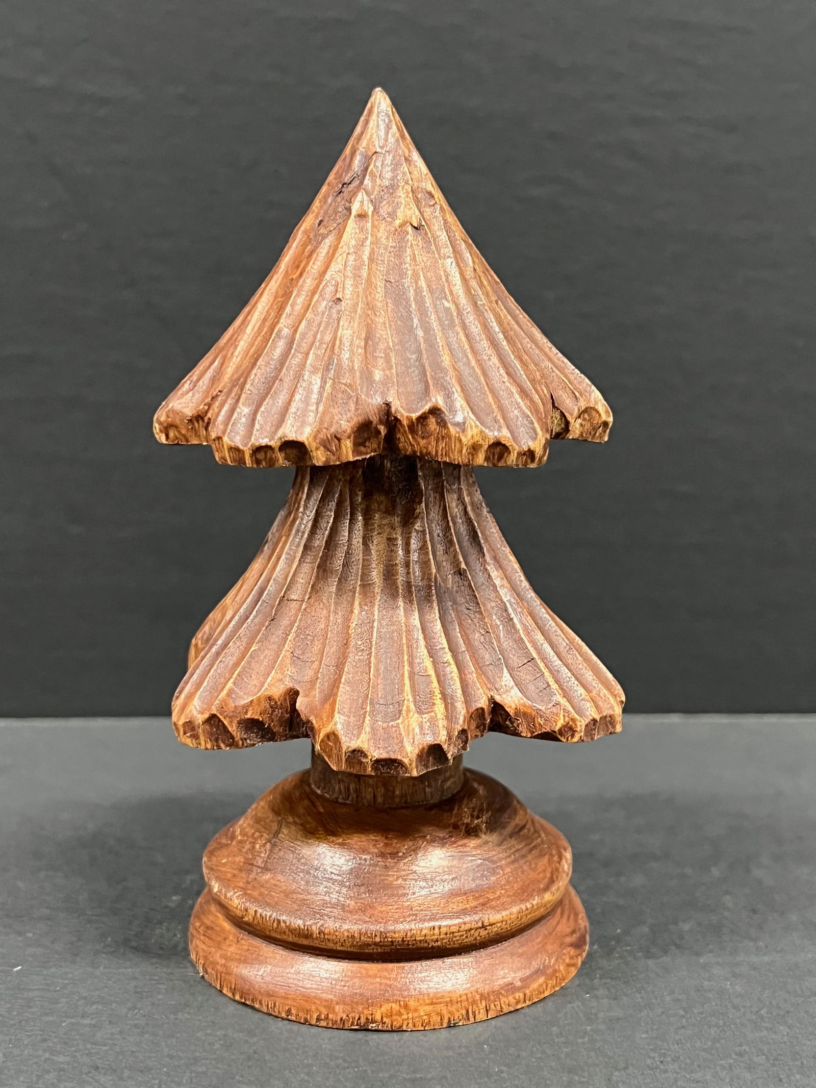 Carved Wood Christmas Tree Sculpture - 4