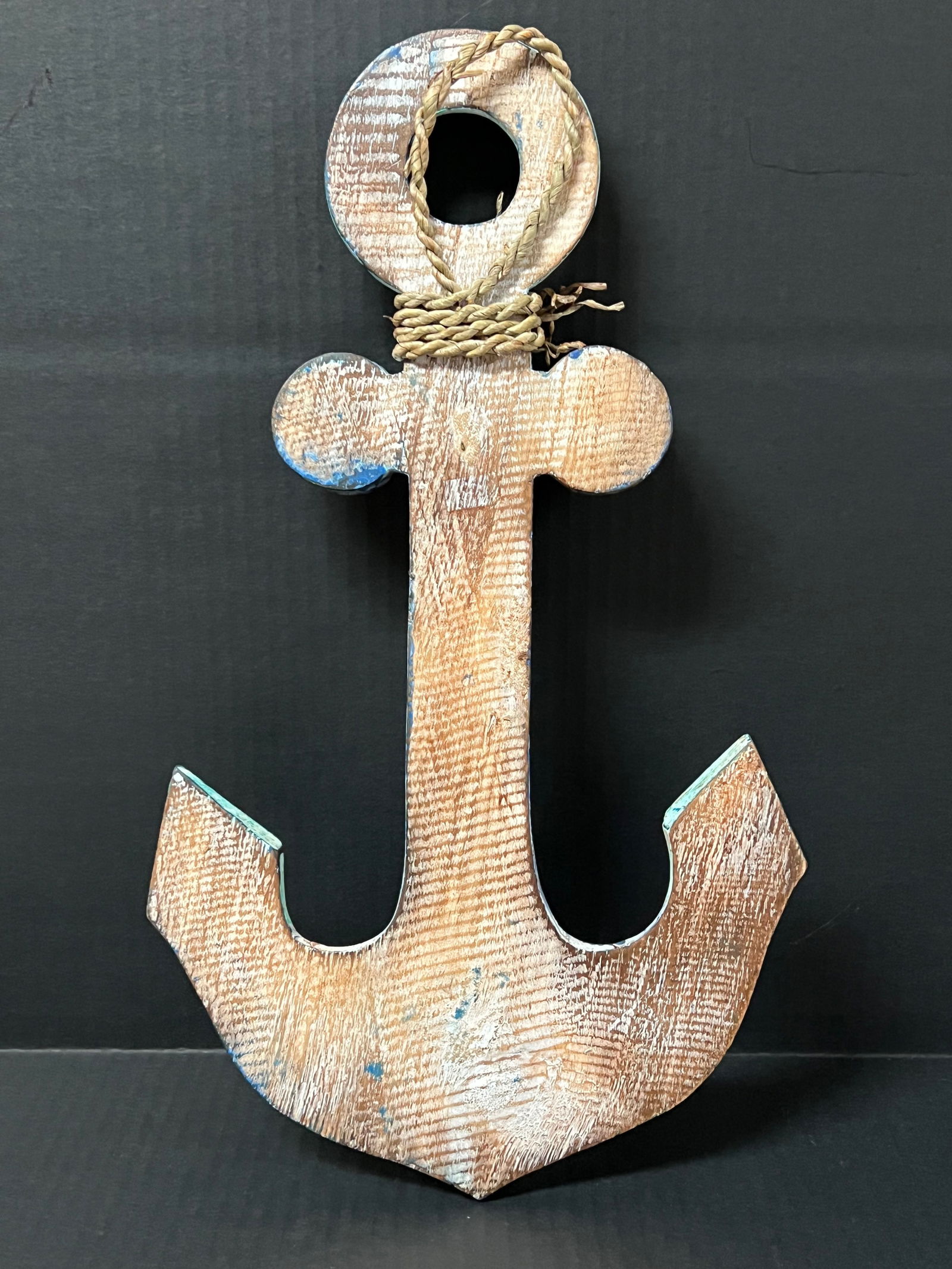Carved Wood Painted Ship Anchor Sculpture - 7