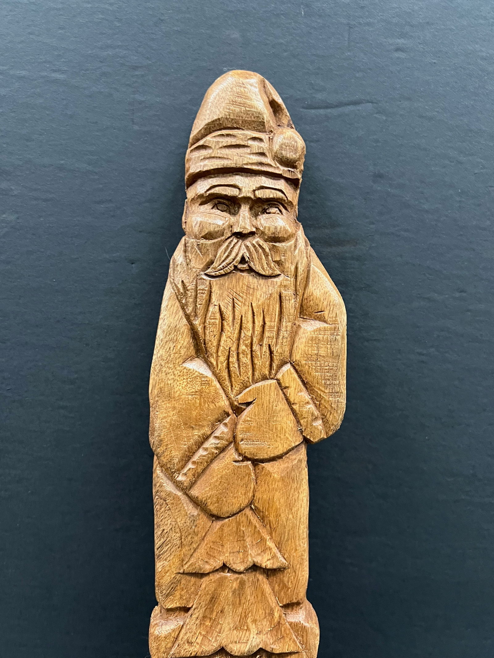 Carved Wood Santa Claus Wall Plaque Sculpture - 2