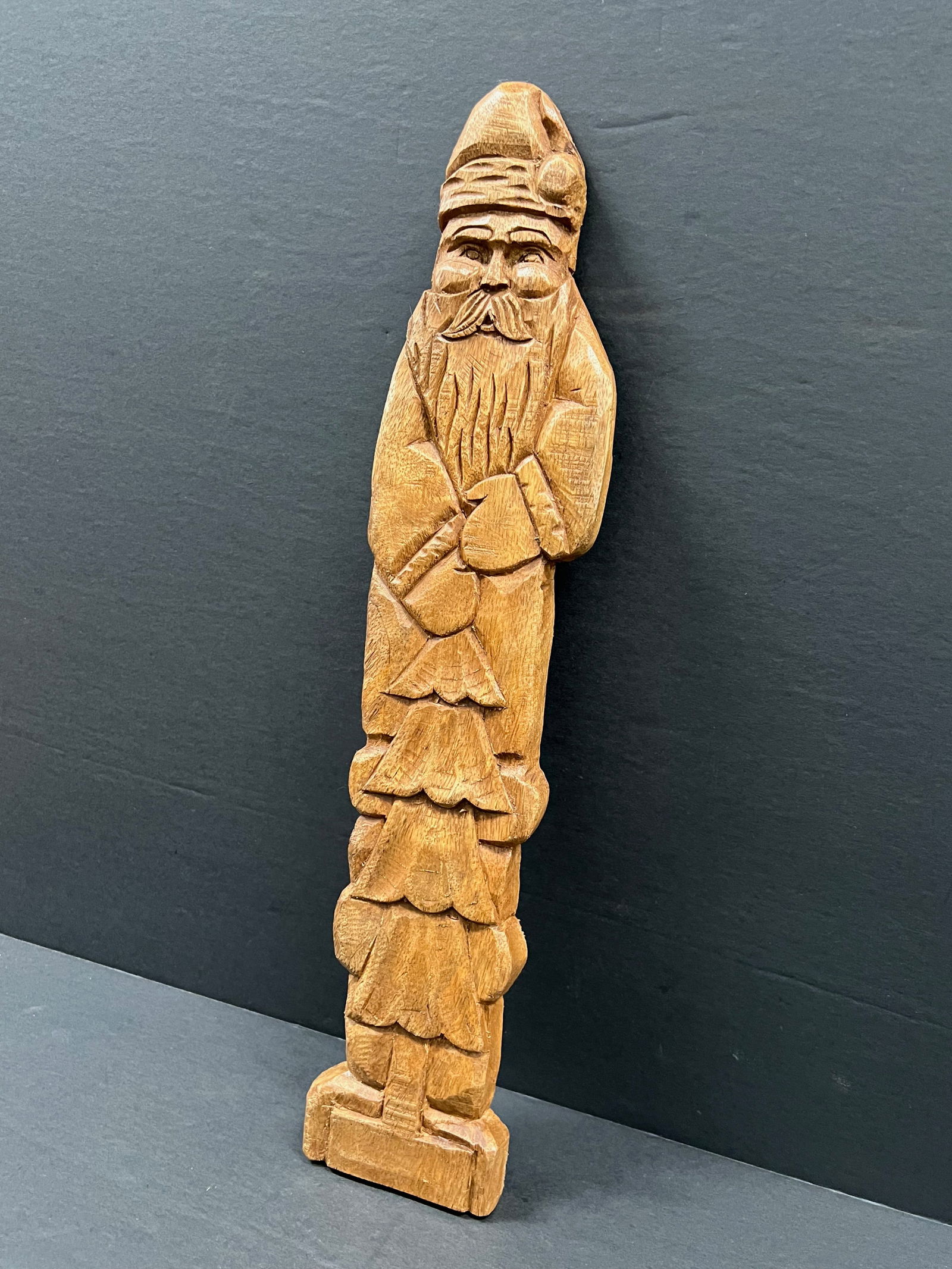 Carved Wood Santa Claus Wall Plaque Sculpture - 4