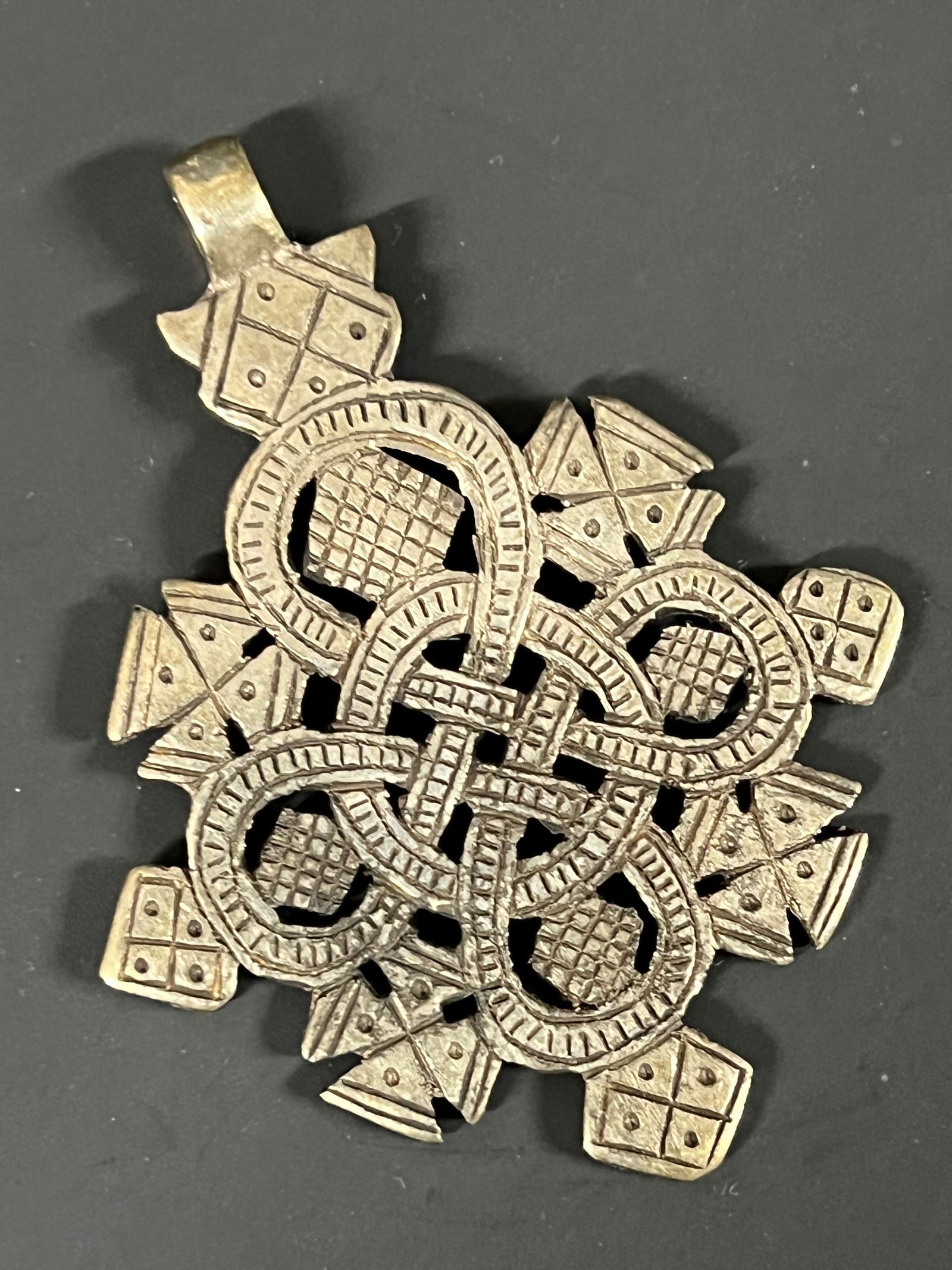 African Art Ethiopian Metal Cross Pendant - 3