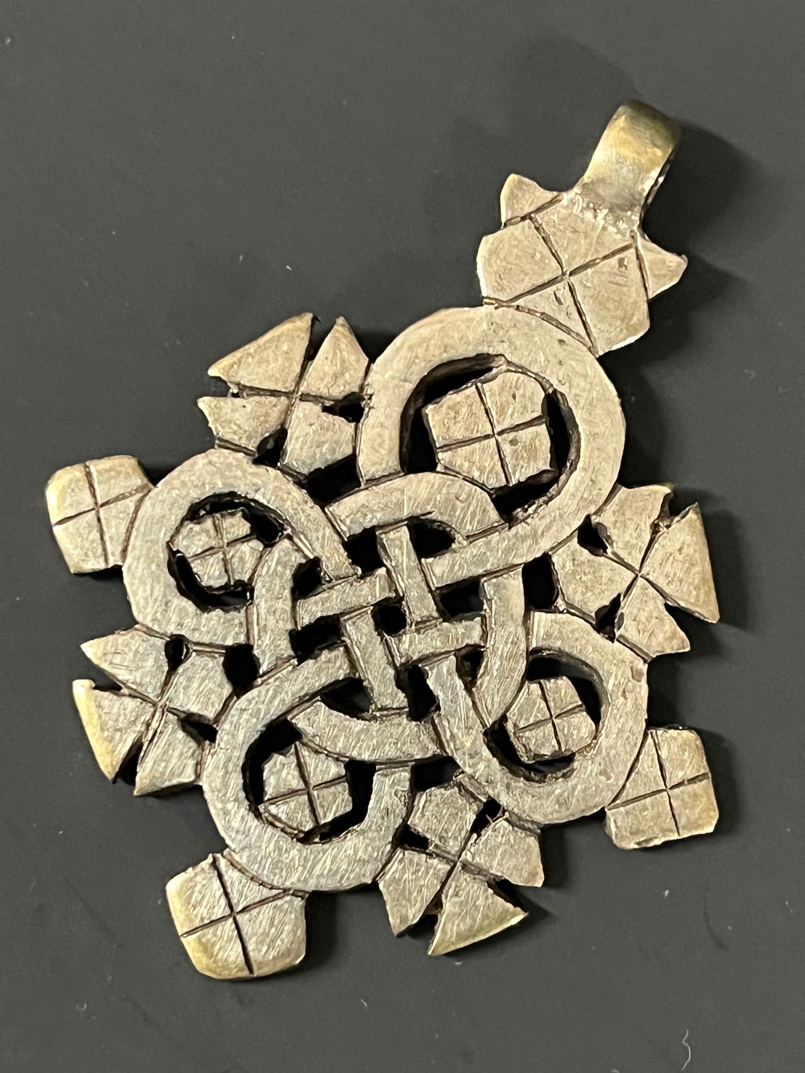 African Art Ethiopian Metal Cross Pendant - 5
