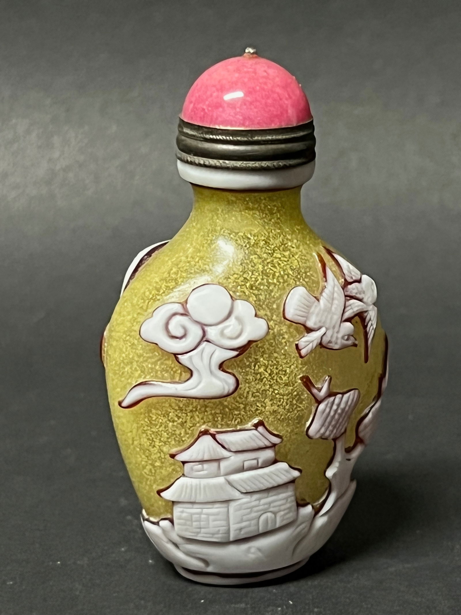 Chinese Art Overlay Peking Glass Snuff Bottle - 6