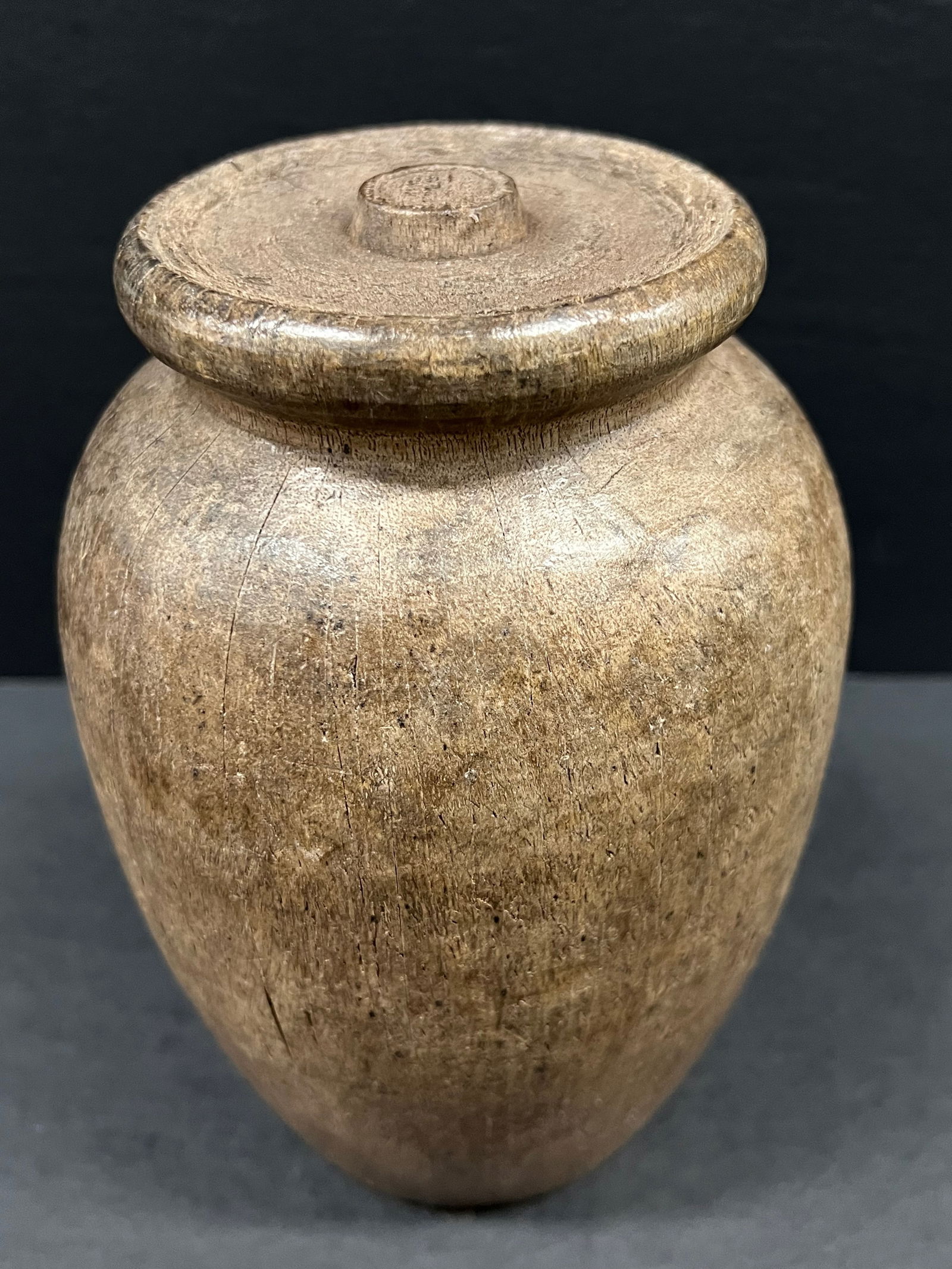 Carved Wood Urn Sculpture - 2