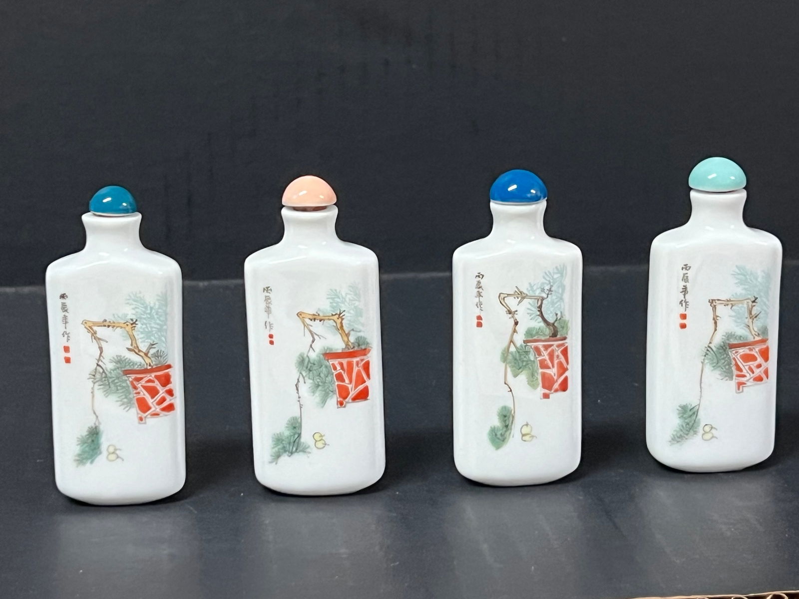 Chinese Porcelain Snuff Bottle Set of 4 - 6