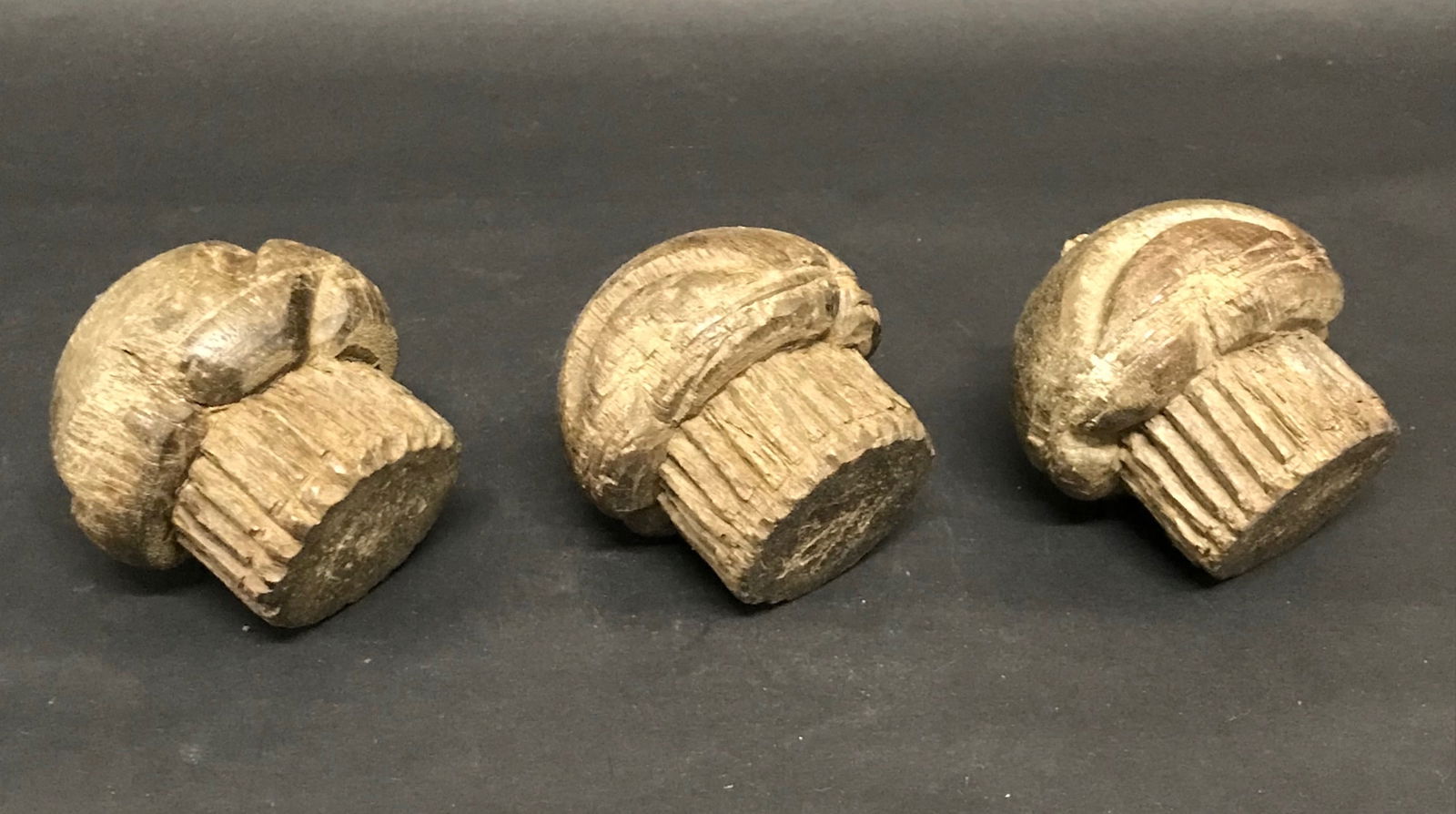 Carved Wood Miniature Cupcakes Sculpture Set of - 4