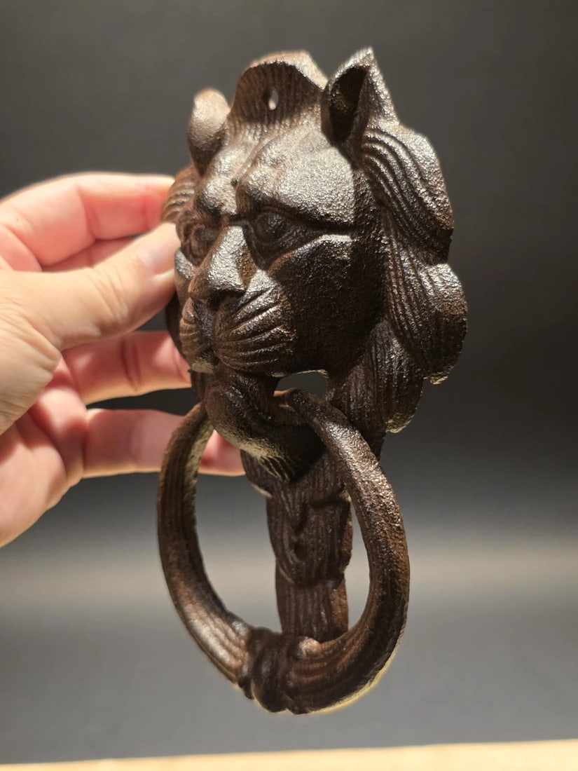 7" Lion Head Cast Iron Door Knocker - 7